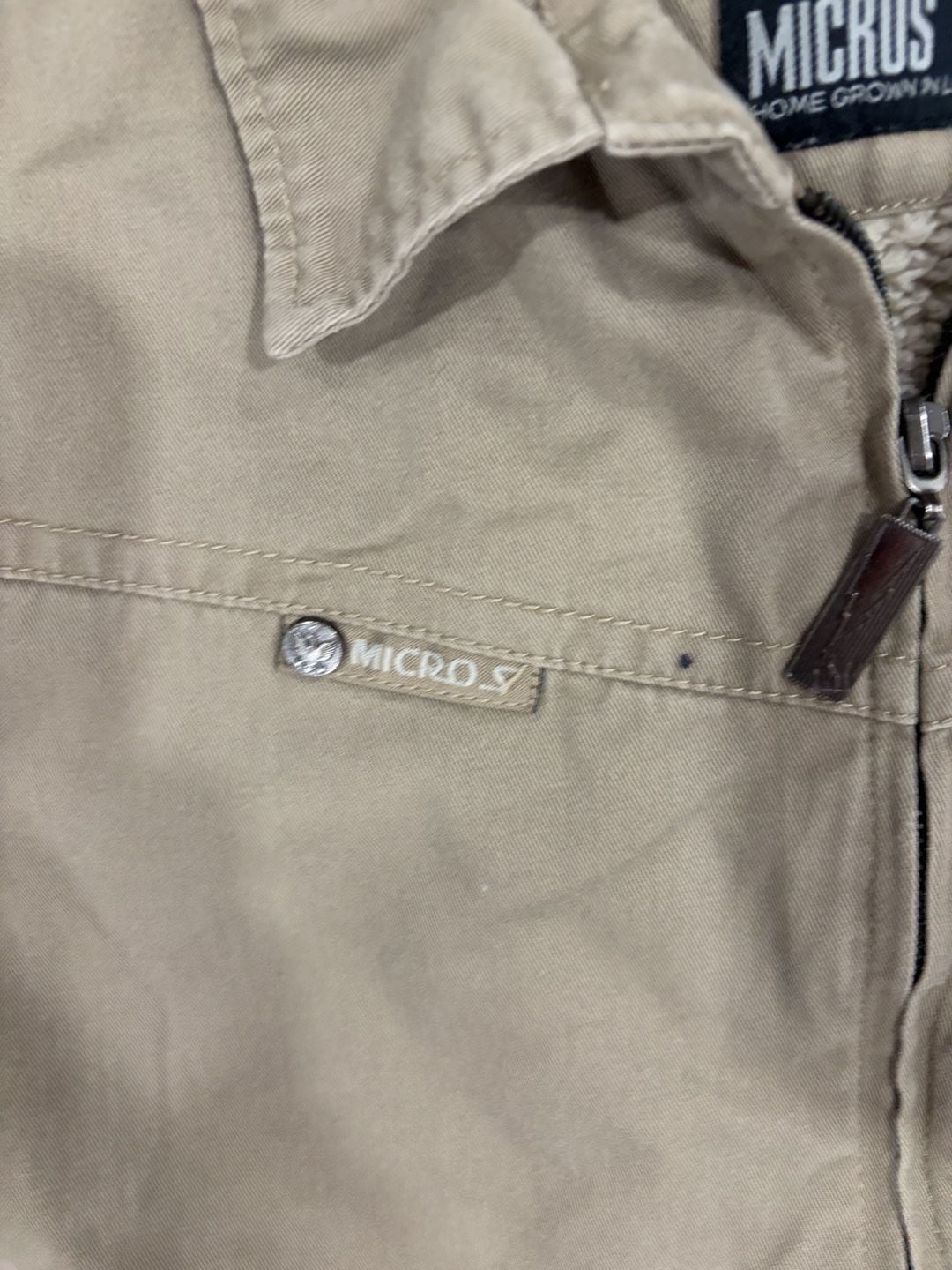 Micros Jacket Size S Tan Sherpa Lined Full Zip Cotton 4