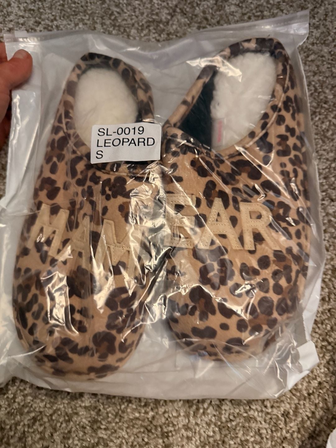 Mama Bear Slippers Size S Leopard Print House Shoes 3