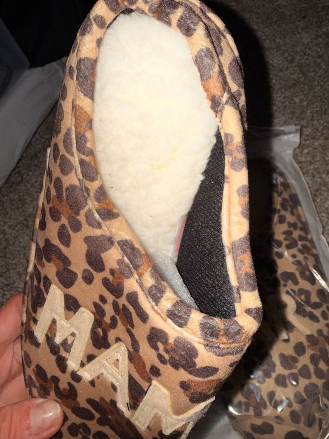 Mama Bear Slippers Size S Leopard Print House Shoes 4