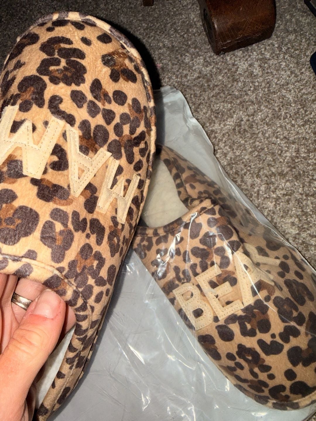 Mama Bear Slippers Size S Leopard Print House Shoes 5