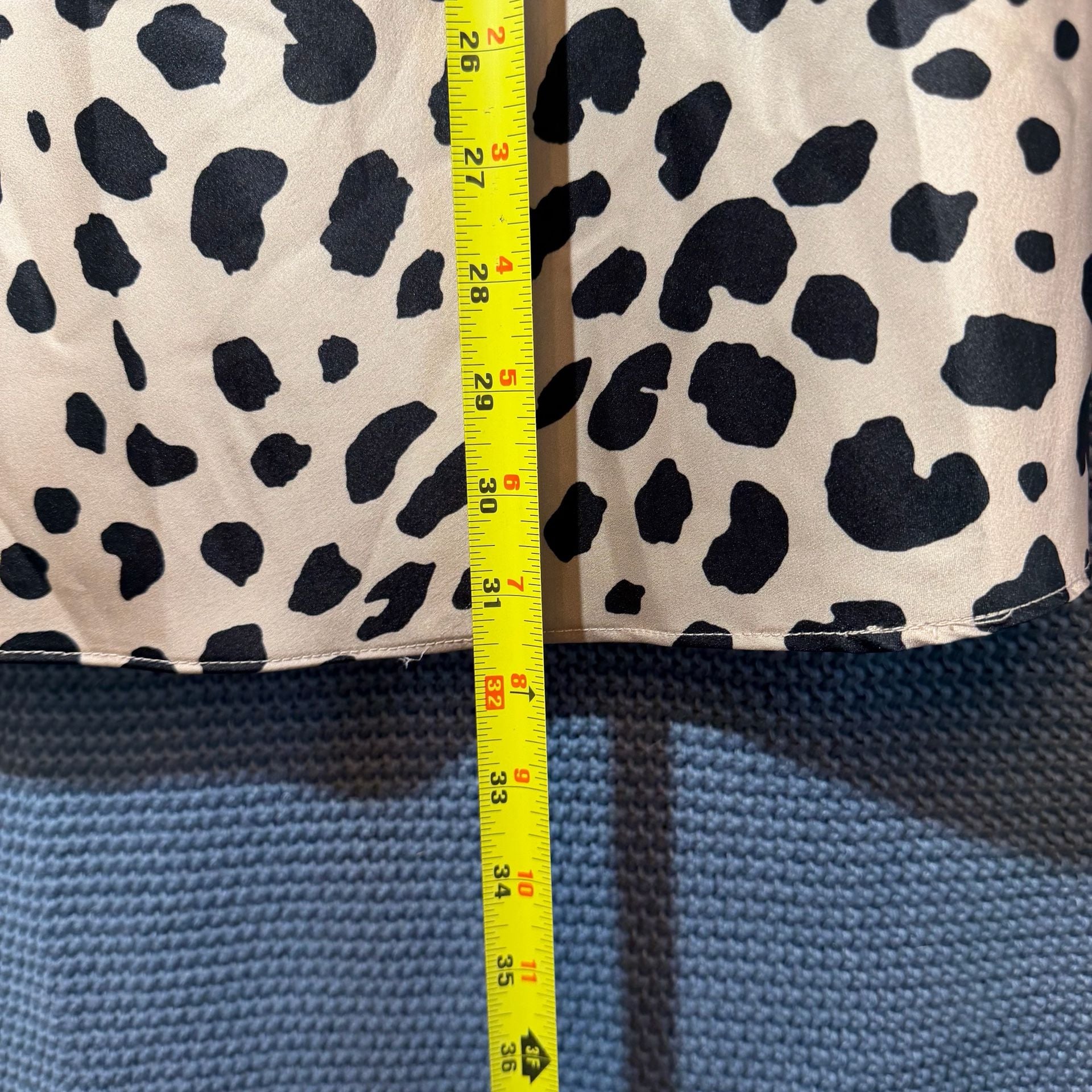 Aqua Leopard Print Midi Skirt Size L Animal Print Polyester Slip 6