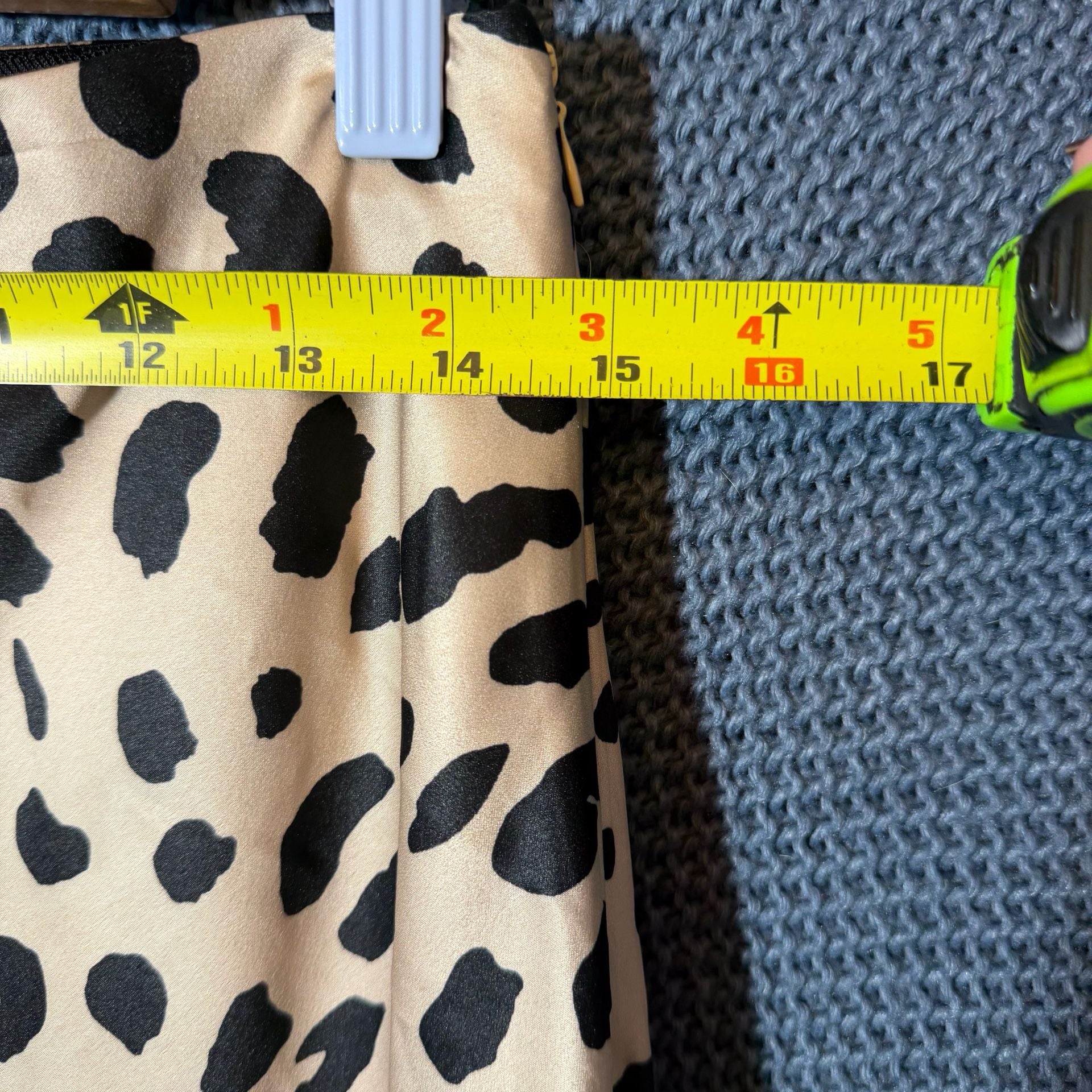 Aqua Leopard Print Midi Skirt Size L Animal Print Polyester Slip 7