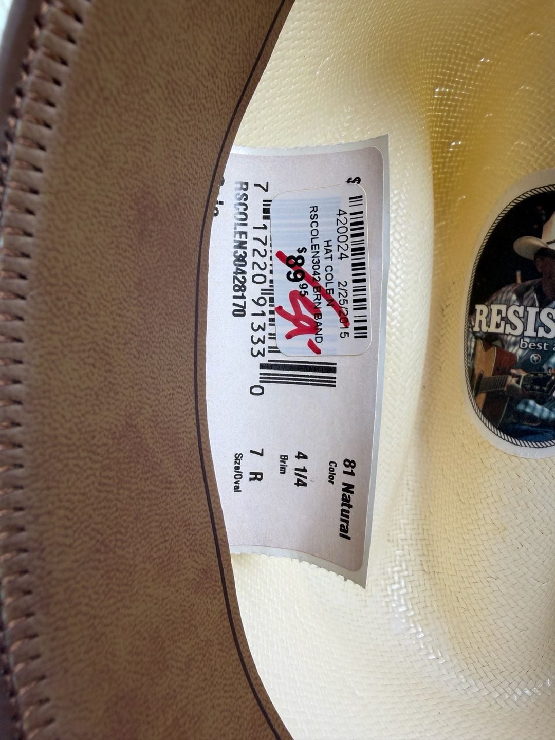 Resistol Cole N Size 7 Straw Cowboy Hat Natural George Strait Collection 10X New 7