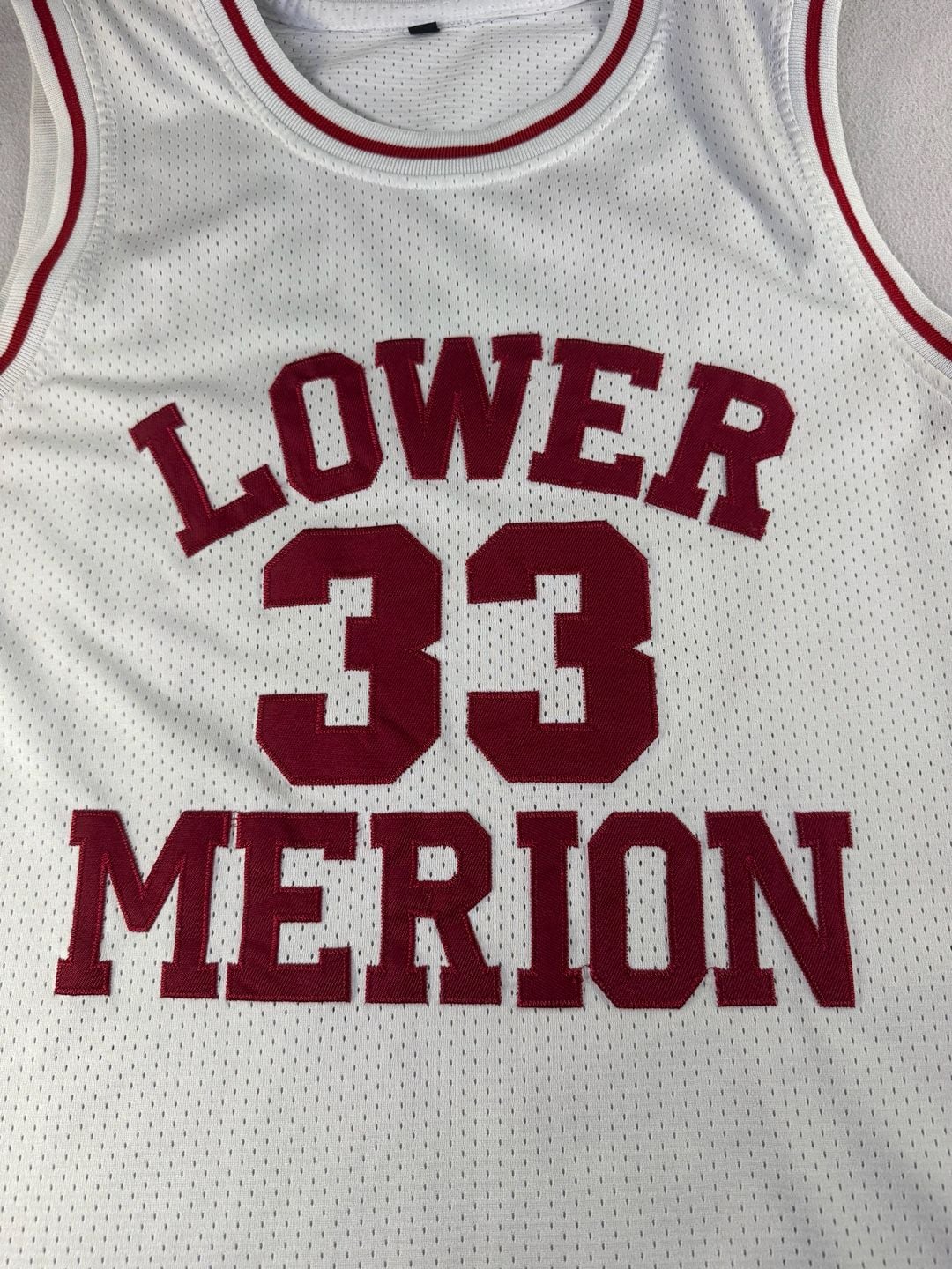Kobe Bryant Lower Merion HS Basketball Jersey 33 Size M White Red Mesh 3