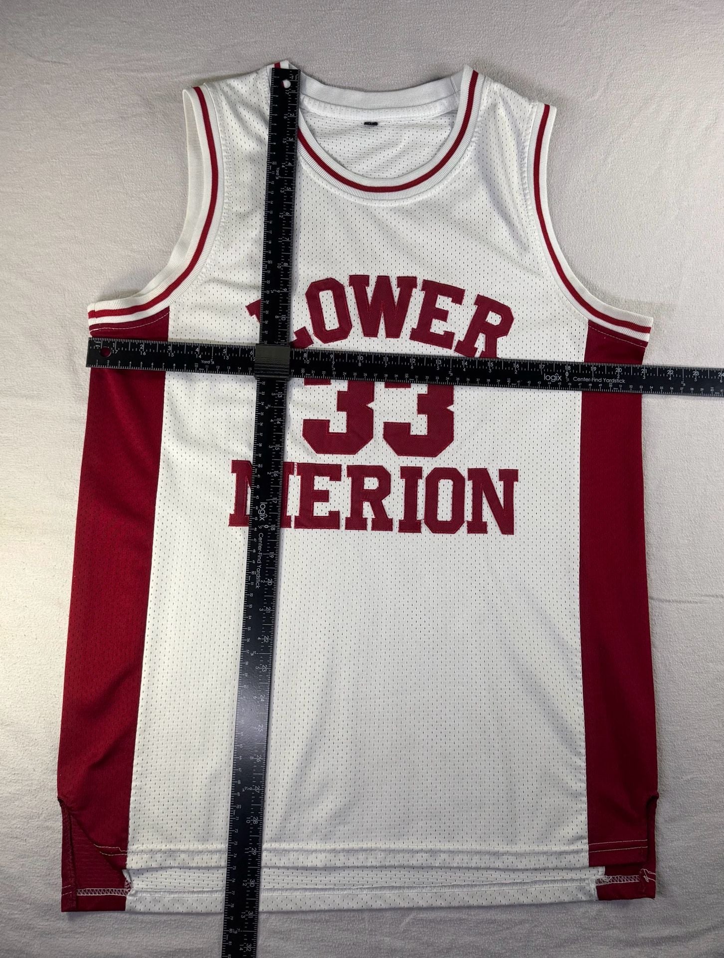 Kobe Bryant Lower Merion HS Basketball Jersey 33 Size M White Red Mesh 4