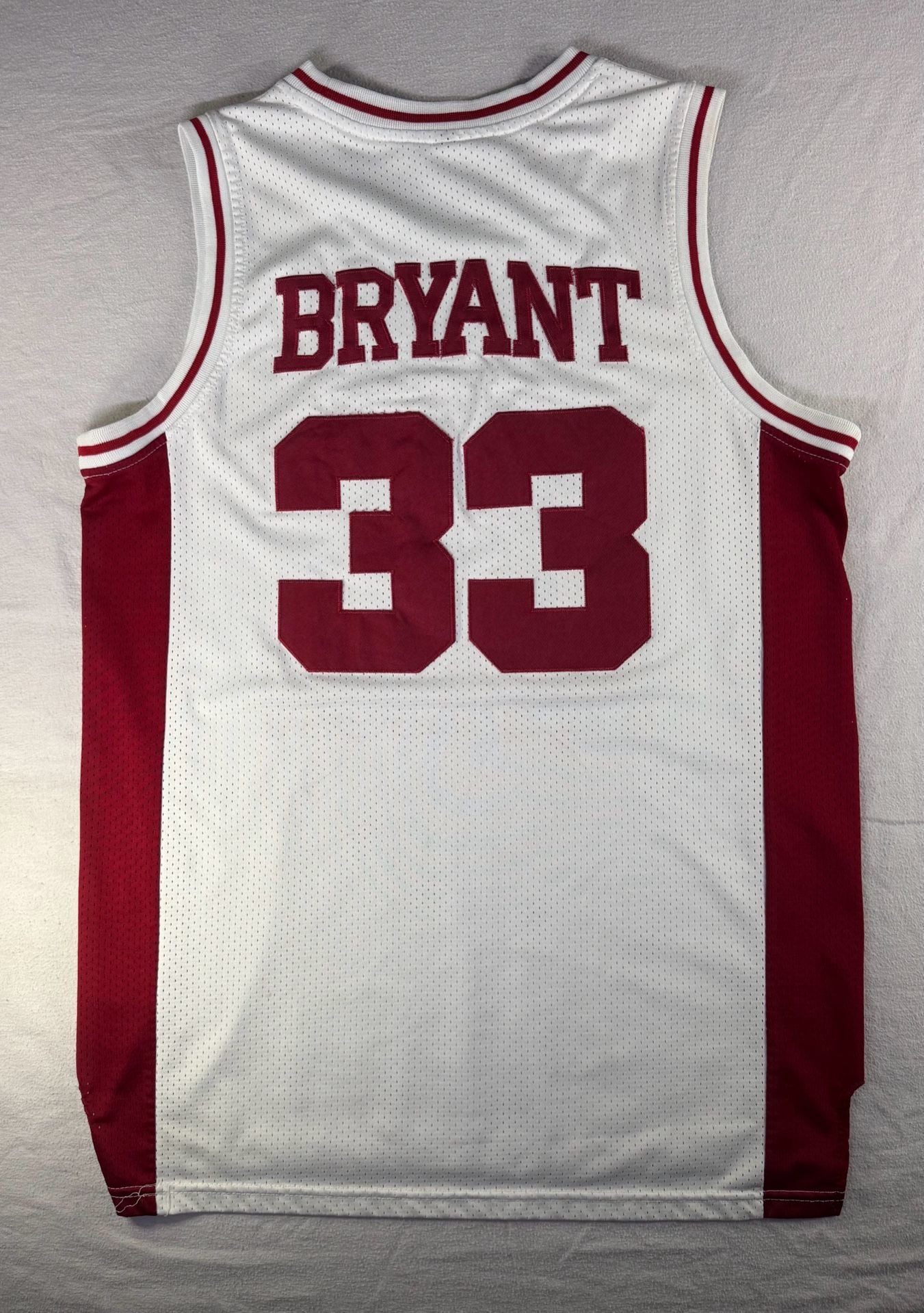 Kobe Bryant Lower Merion HS Basketball Jersey 33 Size M White Red Mesh 8