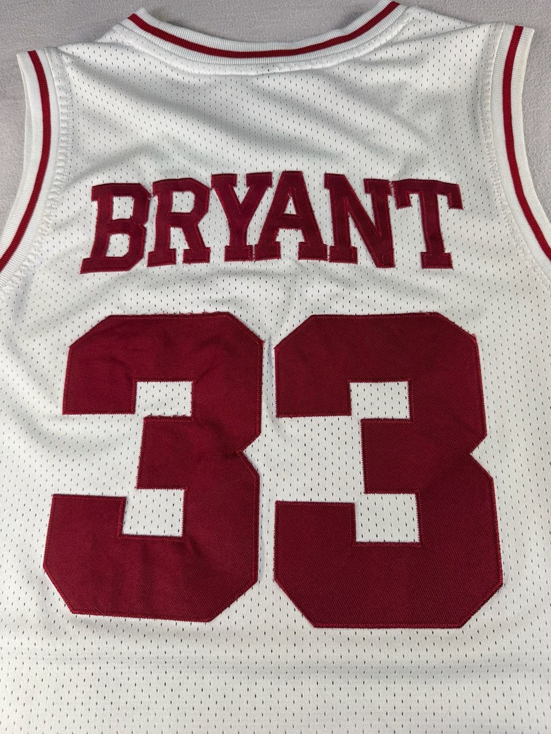 Kobe Bryant Lower Merion HS Basketball Jersey 33 Size M White Red Mesh 9