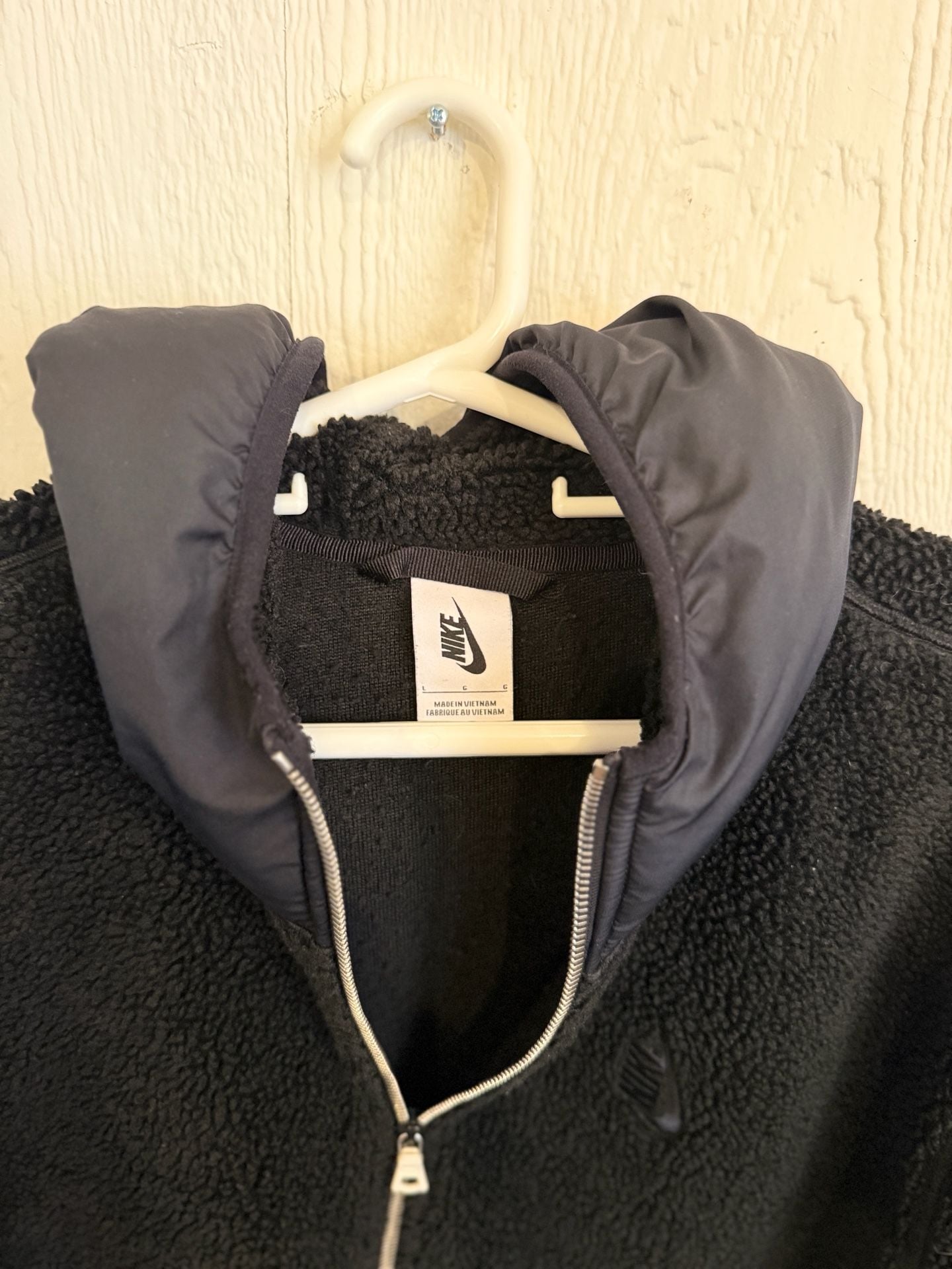 Nike Sherpa Fleece Hoodie Size L Black Half Zip Pullover 3