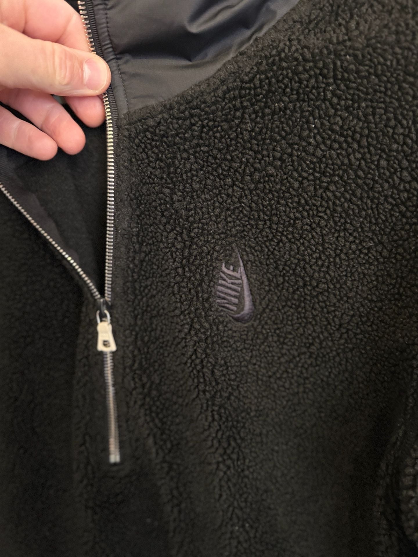 Nike Sherpa Fleece Hoodie Size L Black Half Zip Pullover 4