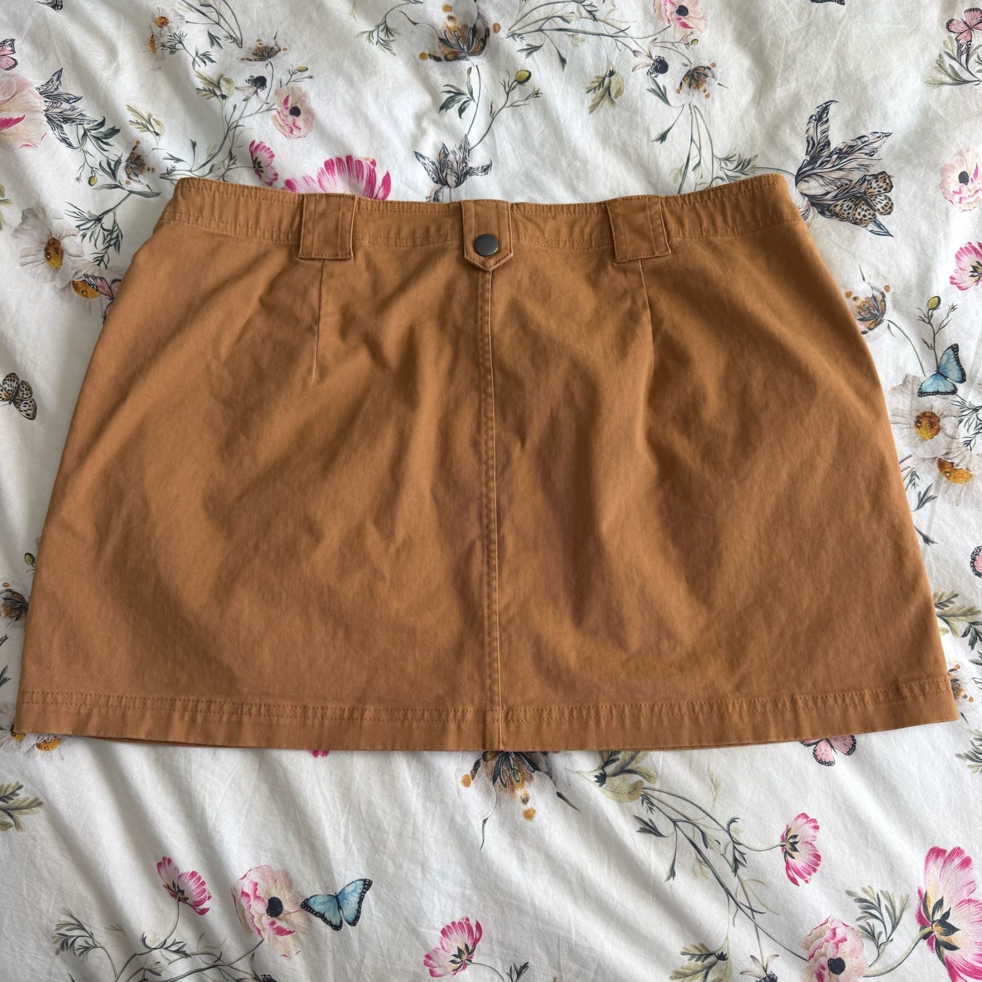 Wild Fable Brown Cargo Utility Zip Front Skirt Size 8 3