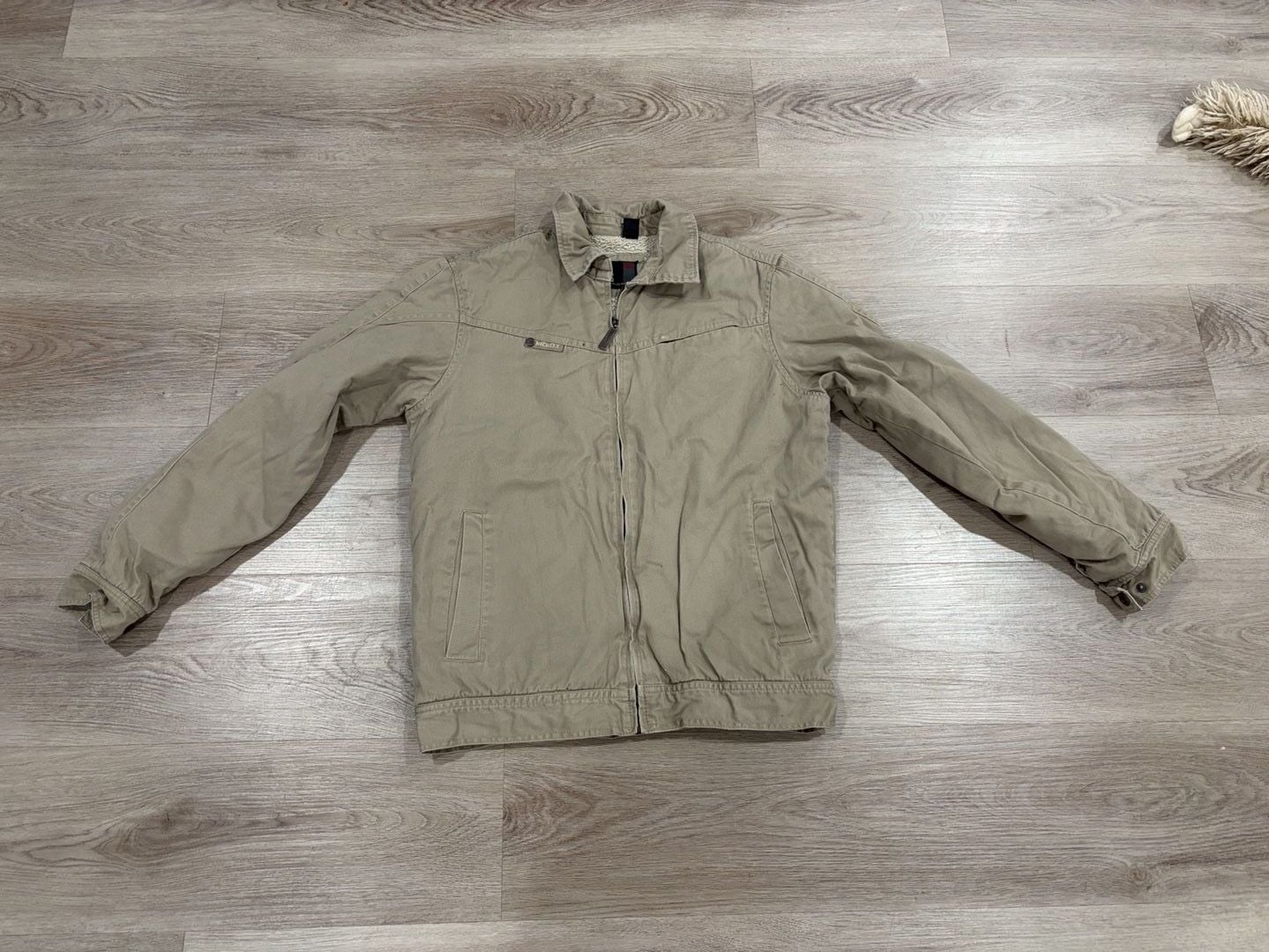 Micros Jacket Size S Tan Sherpa Lined Full Zip Cotton 2