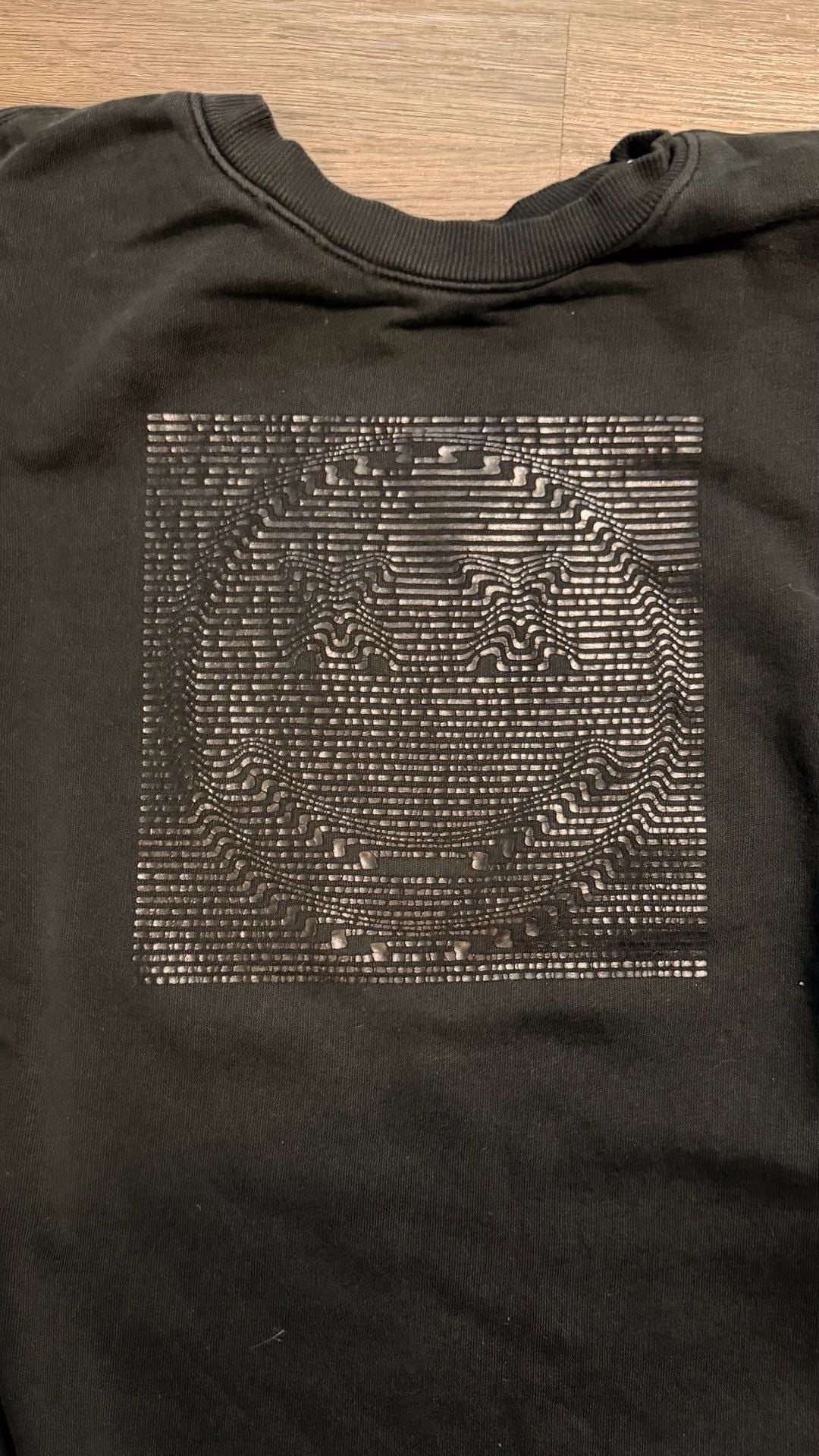 Smiley face Graphic Sweatshirt Black Square Graphic 2