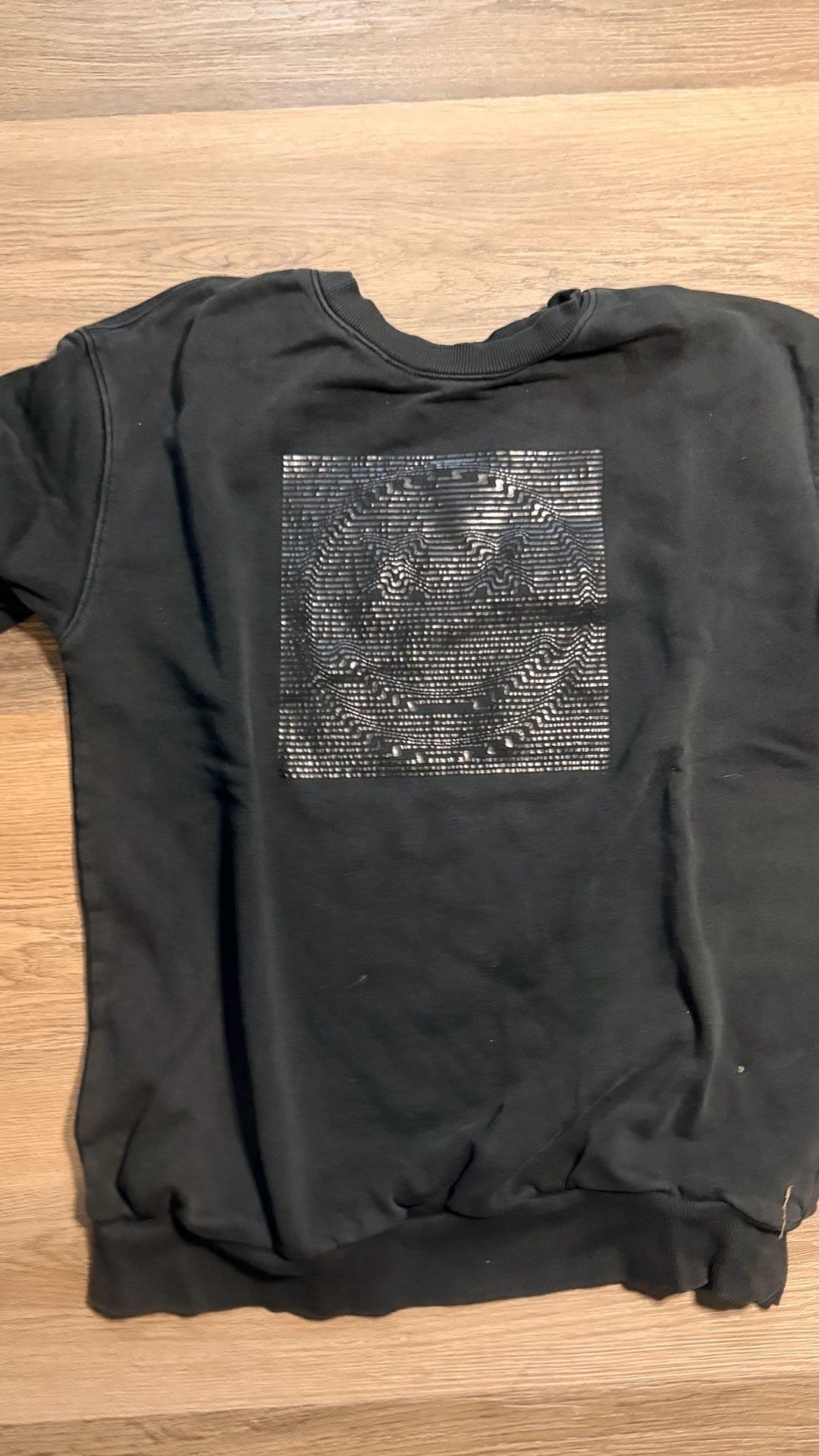 Smiley face Graphic Sweatshirt Black Square Graphic 3