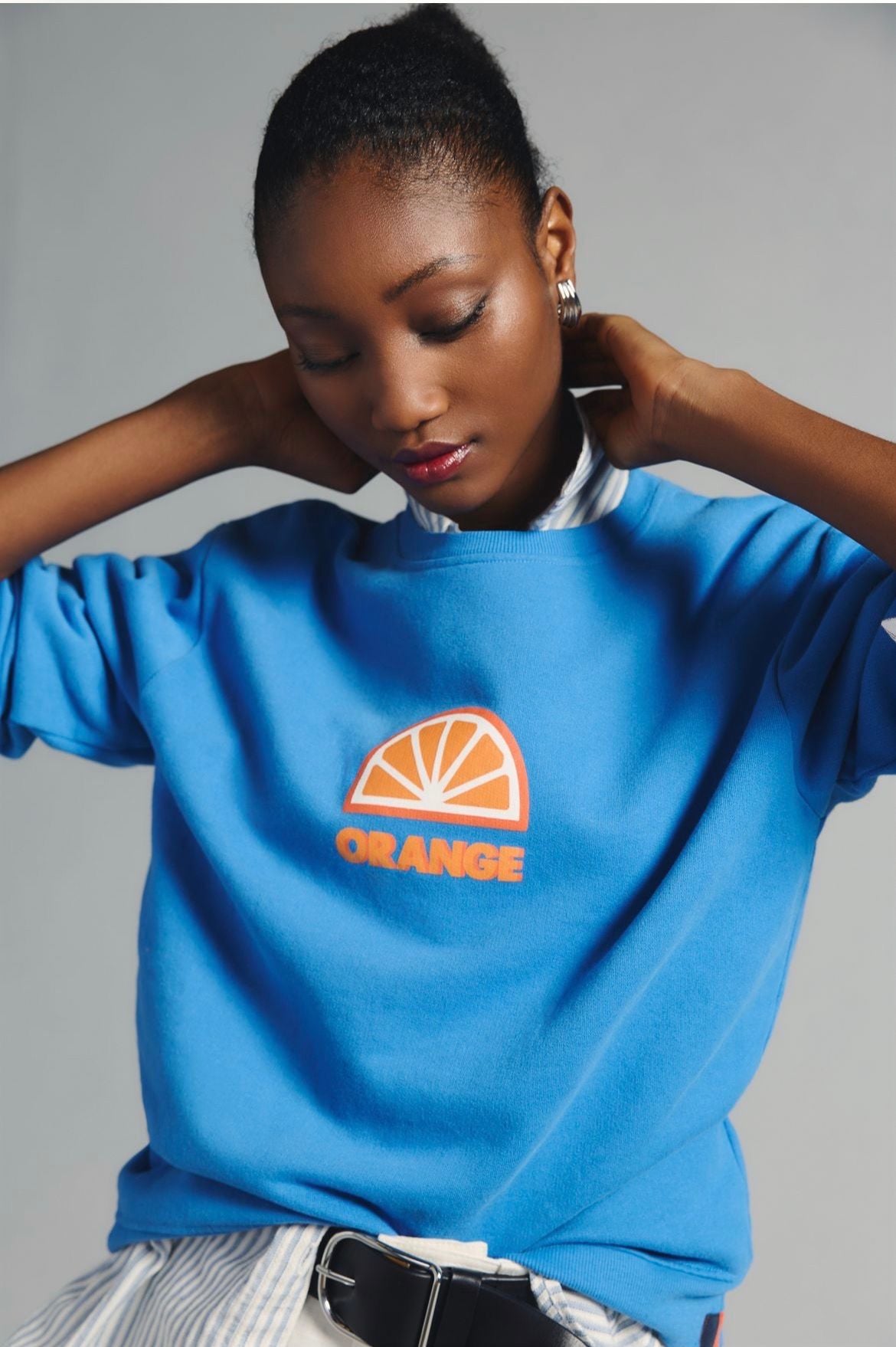 KULE Orange Graphic Sweatshirt Size XS Blue Pullover 2