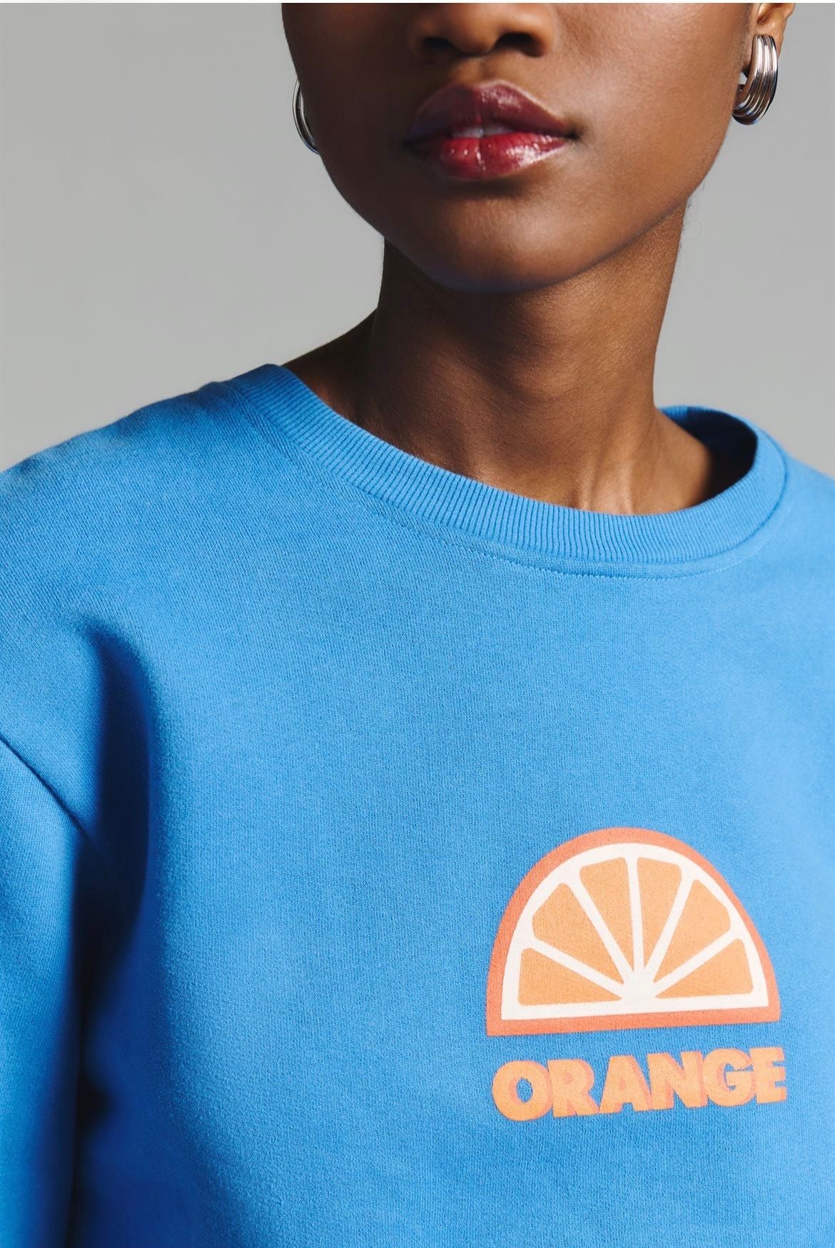 KULE Orange Graphic Sweatshirt Size XS Blue Pullover 16