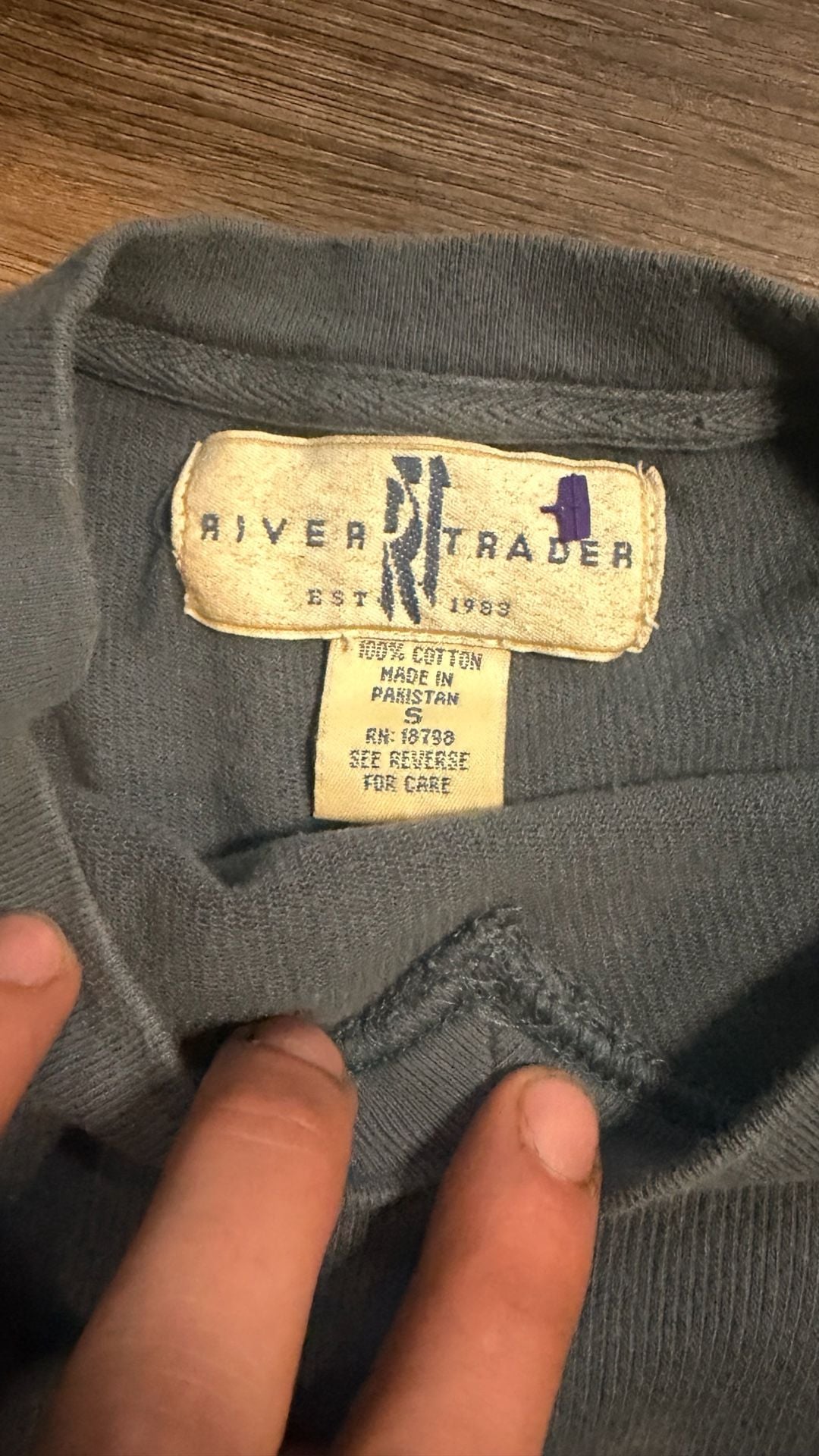 River Trader Thermal T-Shirt Size S Blue V-Neck Cotton 5