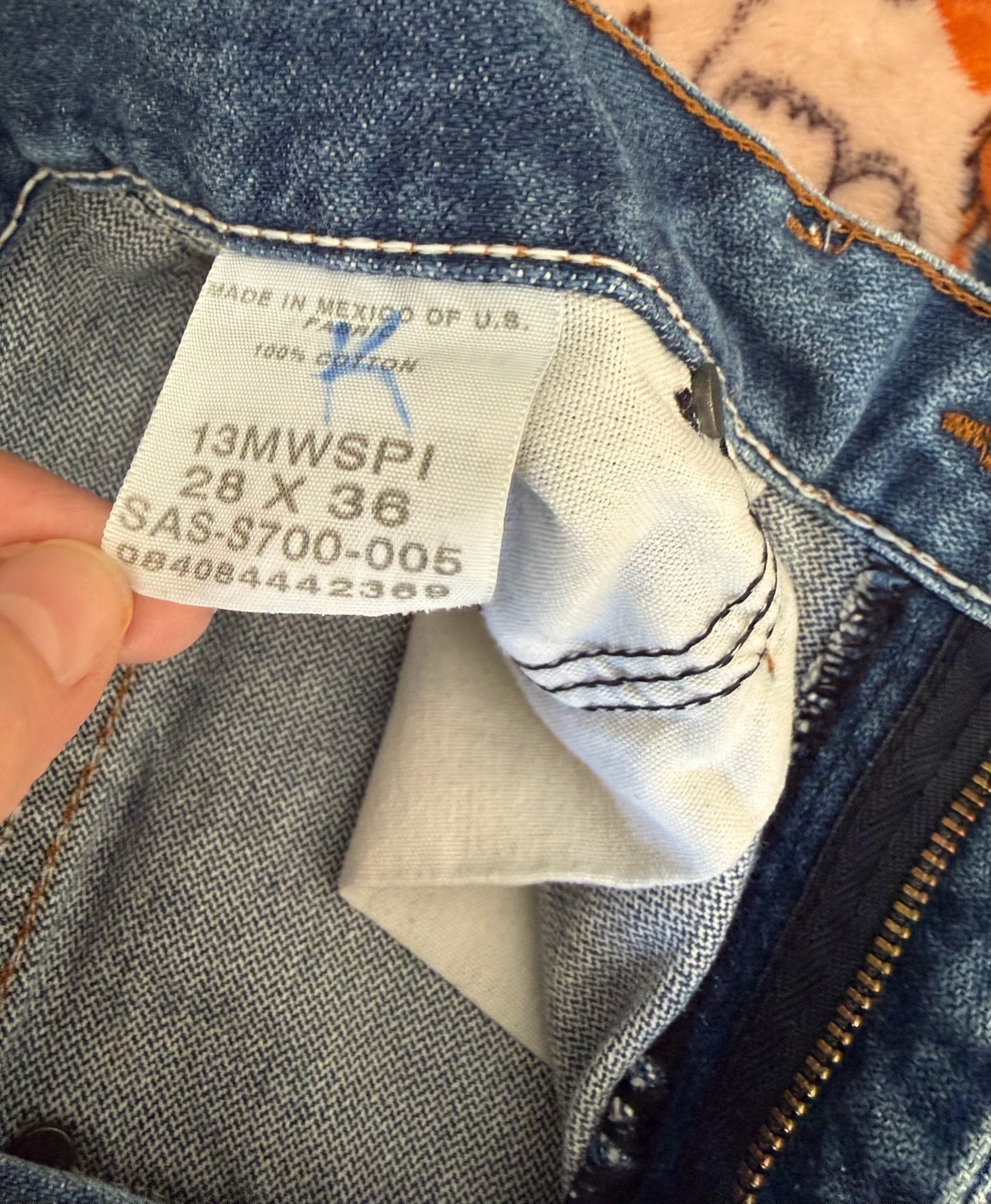 Wrangler 13MWSPI Jeans Size 28x36 Blue Denim High Rise Slim Fit 6