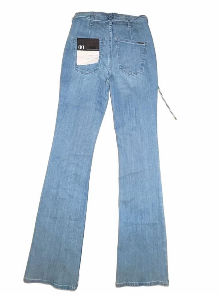 White House Black Market Belted Skinny Flare Jeans Size 00 Blue Denim 8