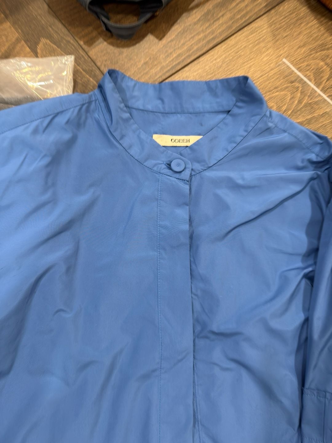 Odeeh Blue Funnel Neck Long Sleeve Blouse Shirt Size42 5
