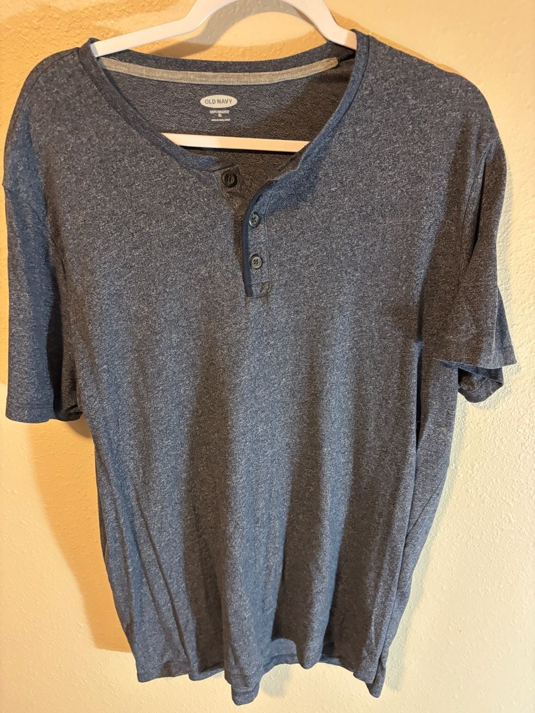 Old Navy Textured Henley Tee Size XL Blue Short Sleeve 2