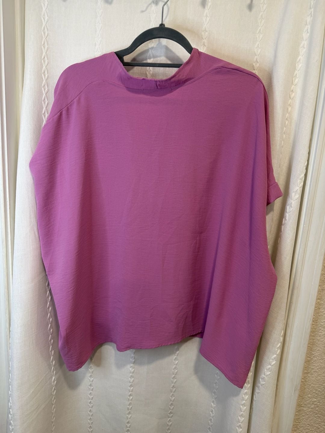 Urban Daizy Women’s Large Pink V-Neck Oversized Blouse Short Sleeve Relaxed Top 3