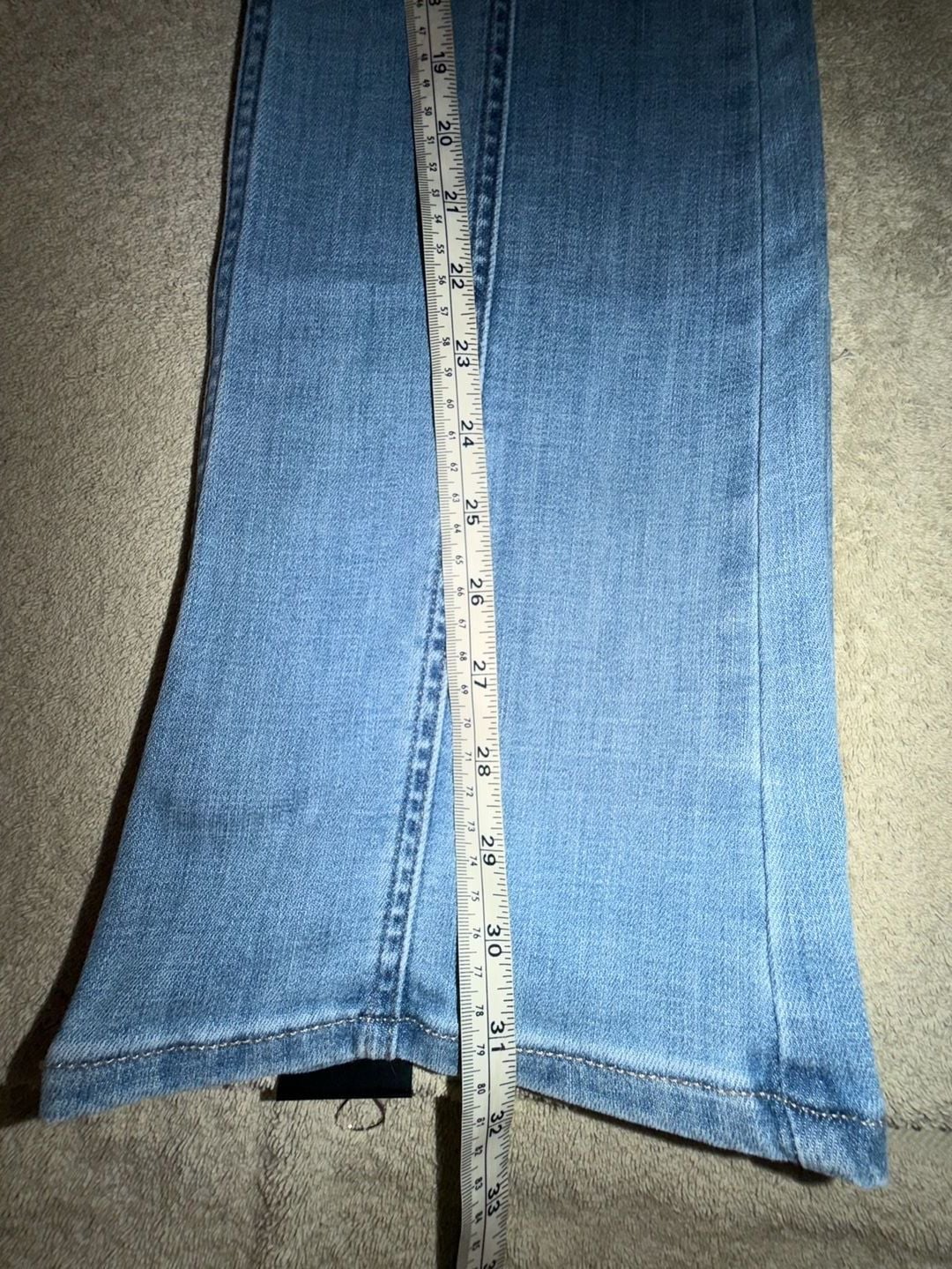 White House Black Market Belted Skinny Flare Jeans Size 00 Blue Denim 11