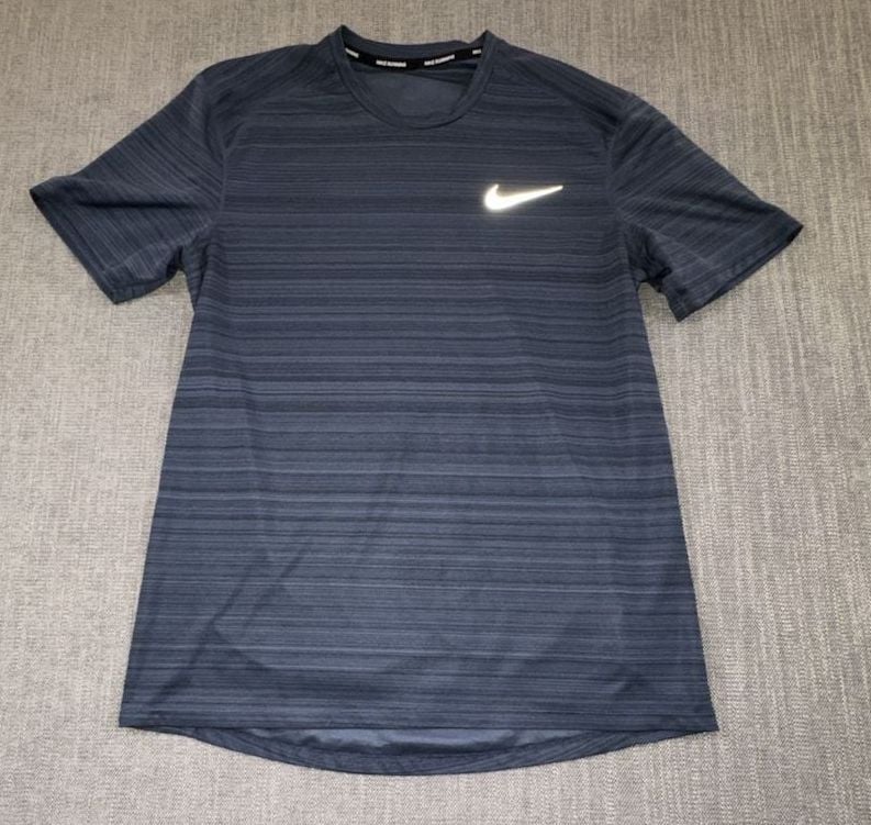 Nike Running Shirt Blue Striped Athletic T-Shirt 2