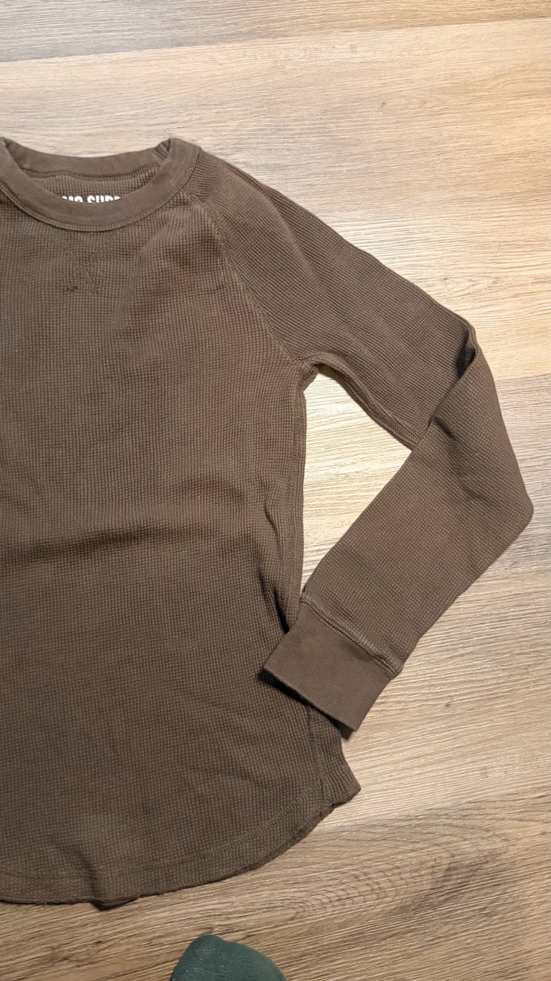 Mossimo Supply Thermal Long Sleeve Shirt Size S Brown Waffle Knit 2