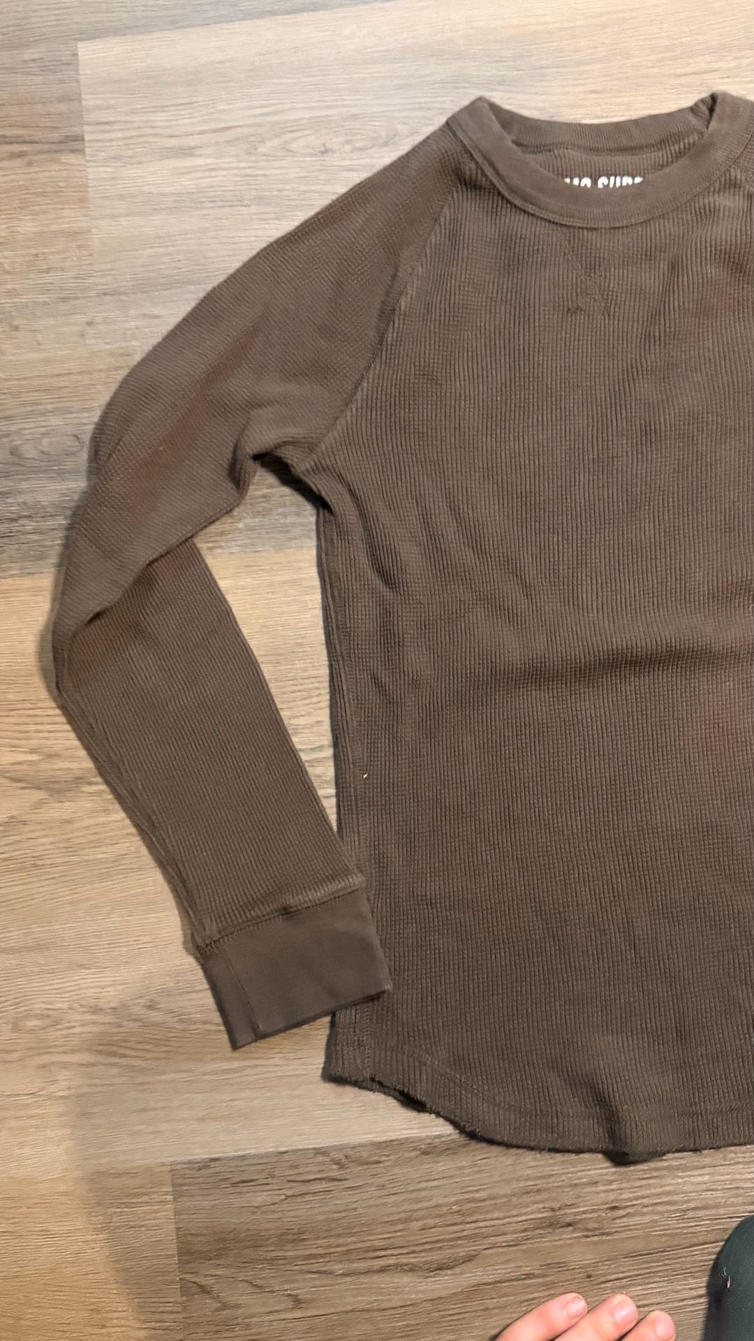 Mossimo Supply Thermal Long Sleeve Shirt Size S Brown Waffle Knit 3