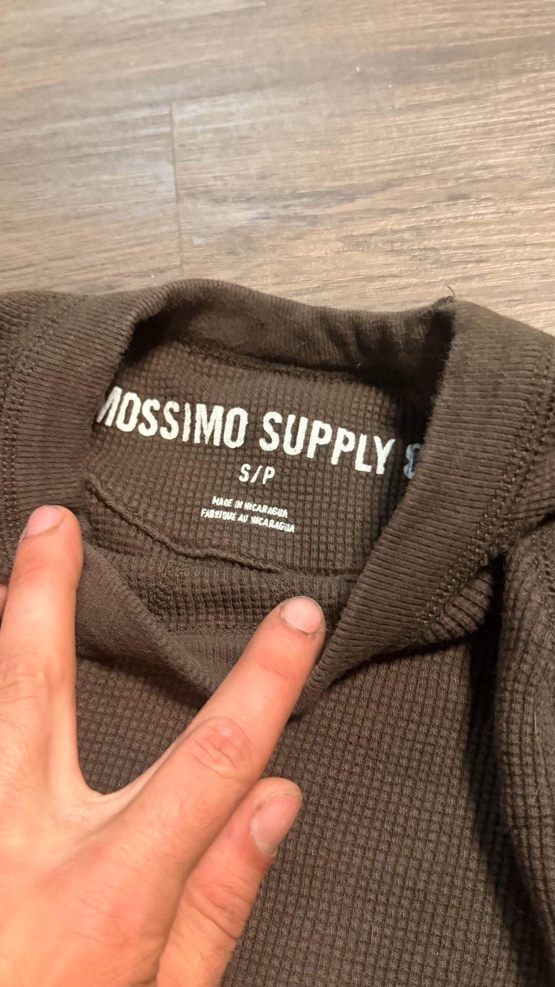 Mossimo Supply Thermal Long Sleeve Shirt Size S Brown Waffle Knit 4