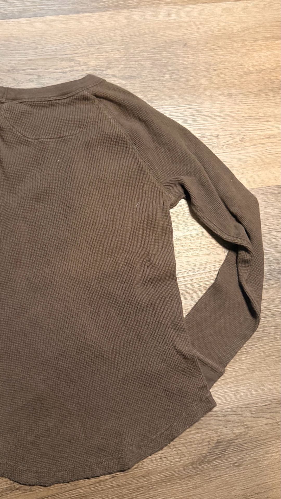 Mossimo Supply Thermal Long Sleeve Shirt Size S Brown Waffle Knit 5