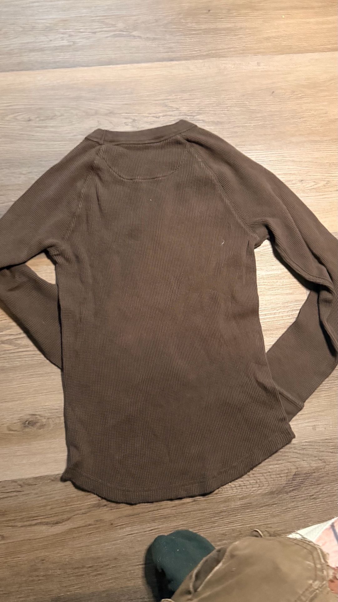Mossimo Supply Thermal Long Sleeve Shirt Size S Brown Waffle Knit 7