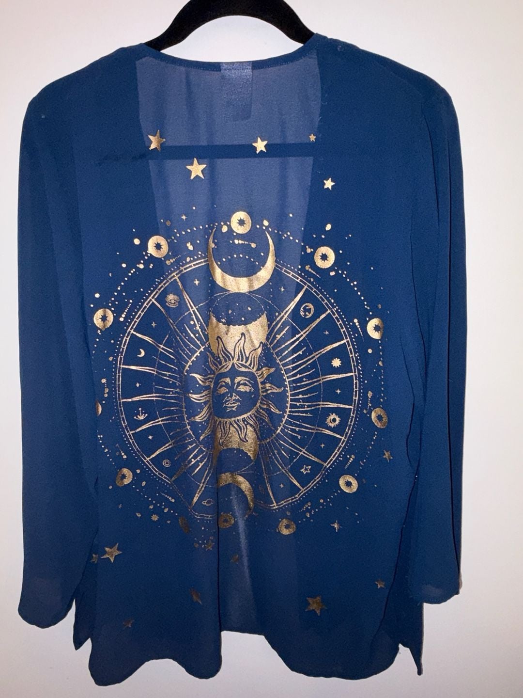 Celestial Sun Moon Sheer Kimono Whimsigoth Witchy Cardigan S 5