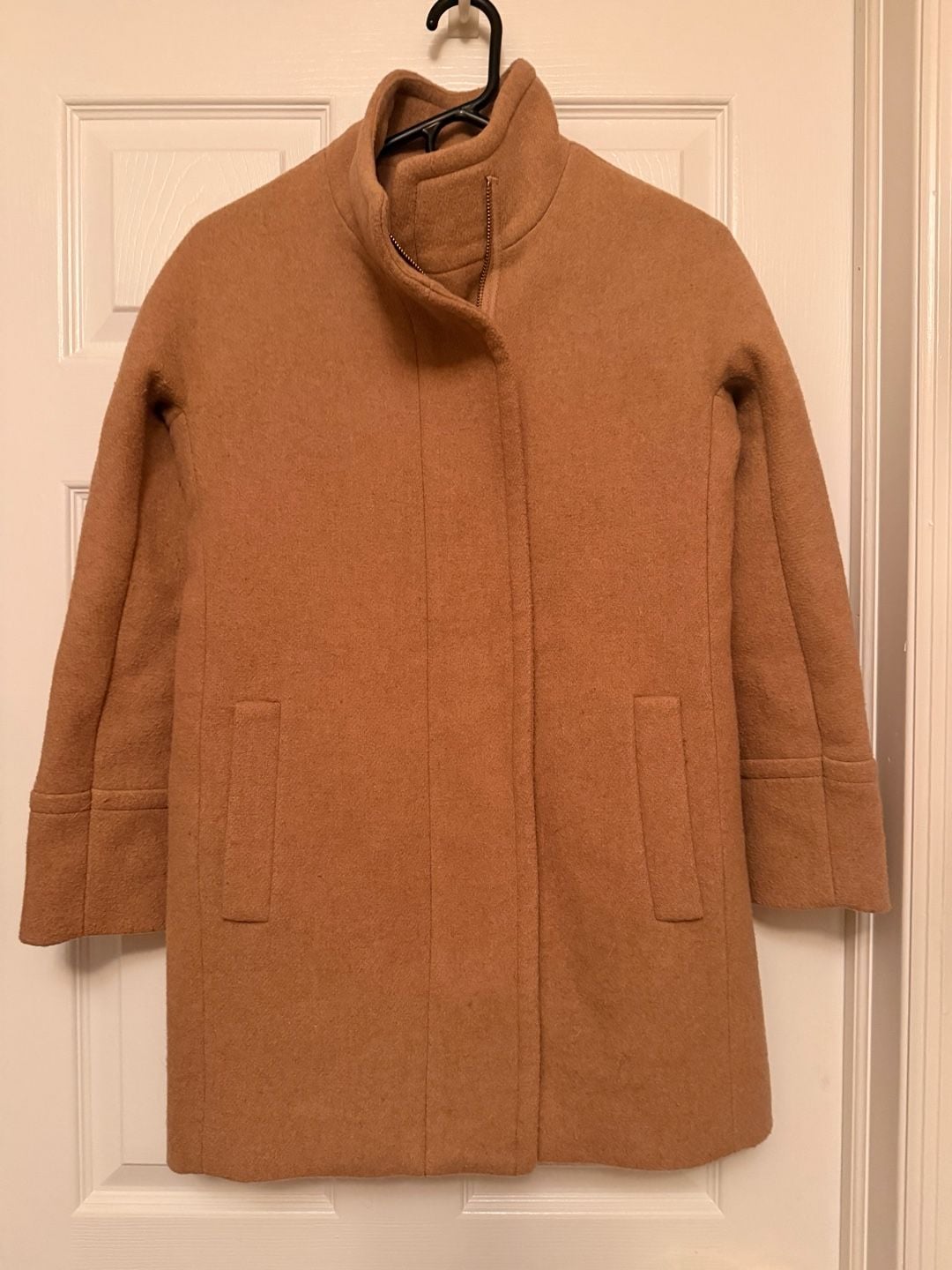 J.Crew Lodge Coat Size 00 Italian Stadium-Cloth Wool Heather Acorn Zip 4