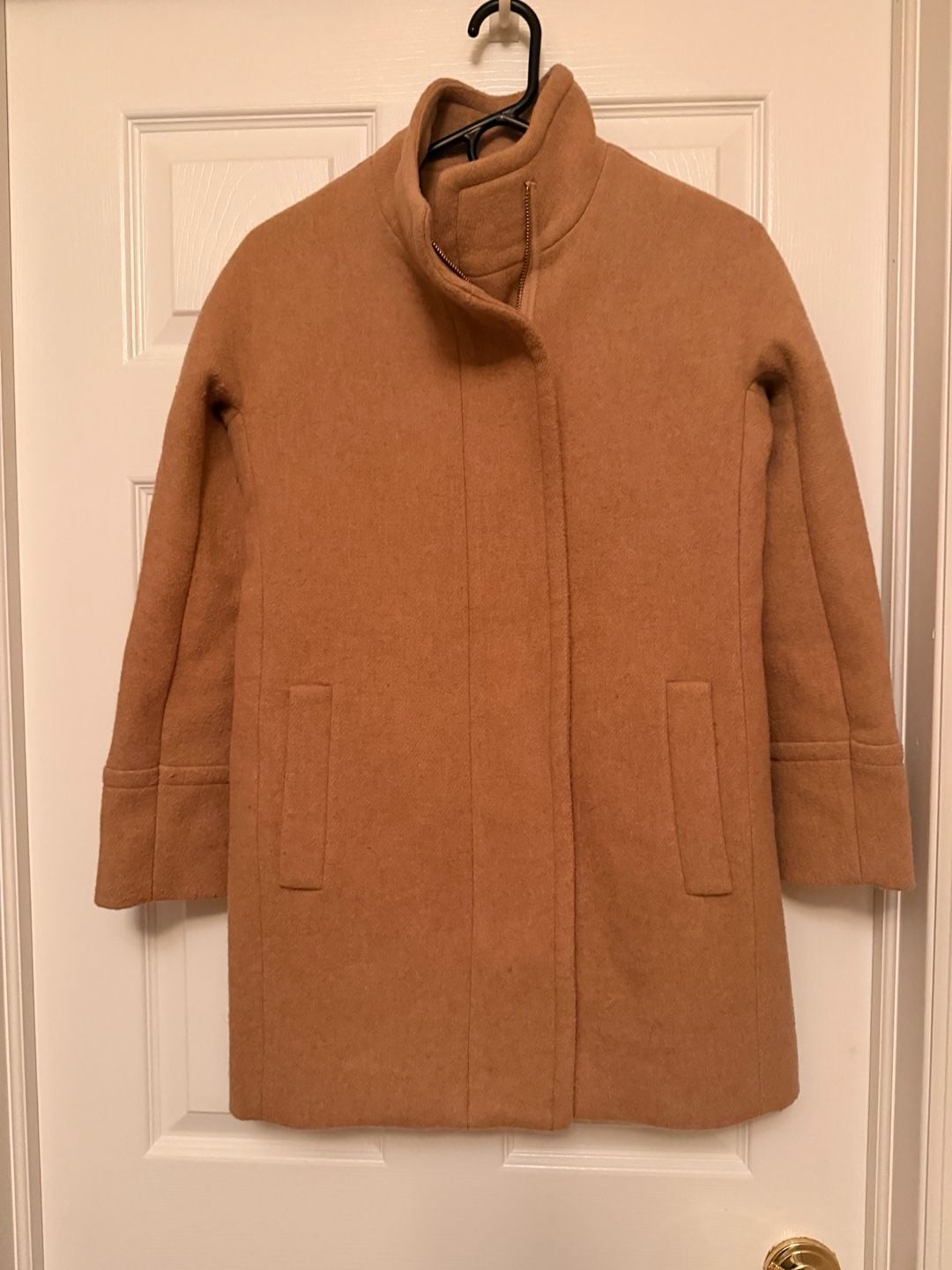 J.Crew Lodge Coat Size 00 Italian Stadium-Cloth Wool Heather Acorn Zip 2