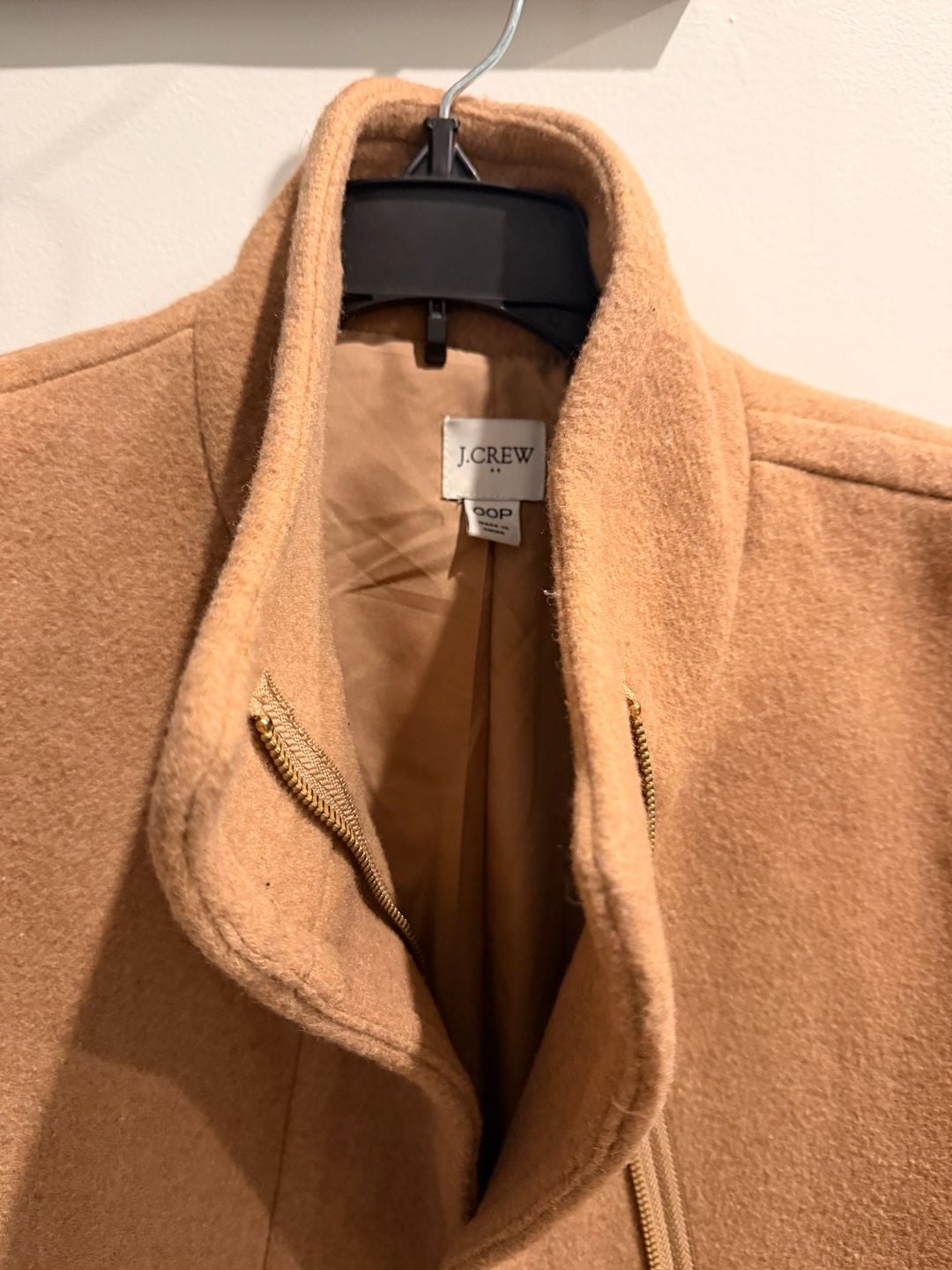 J.Crew Lodge Coat Size 00 Italian Stadium-Cloth Wool Heather Acorn Zip 6