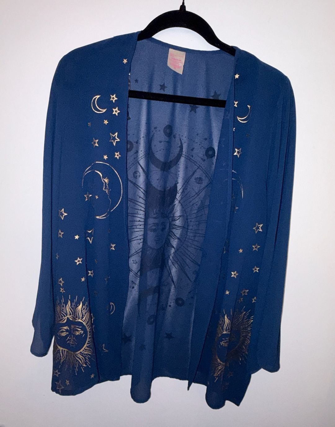 Celestial Sun Moon Sheer Kimono Whimsigoth Witchy Cardigan S 4