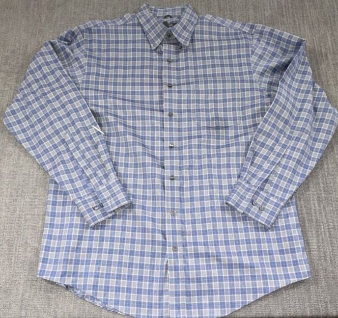 Kenneth Cole Reaction Dress Shirt Size 16-16.5 34-35 Blue Plaid Non-Iron 2