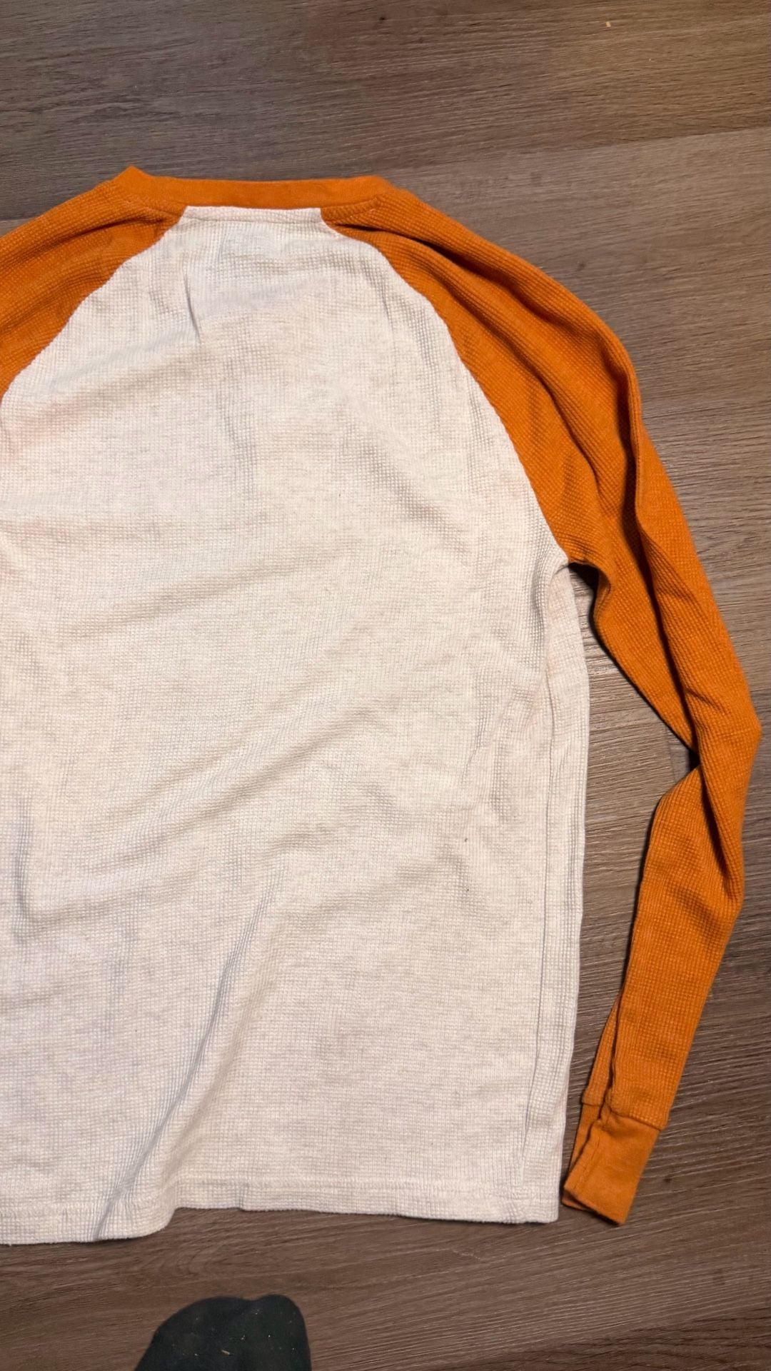 Old Navy Soft-Washed Thermal Henley Size S Orange Cream Raglan Long Sleeve 5