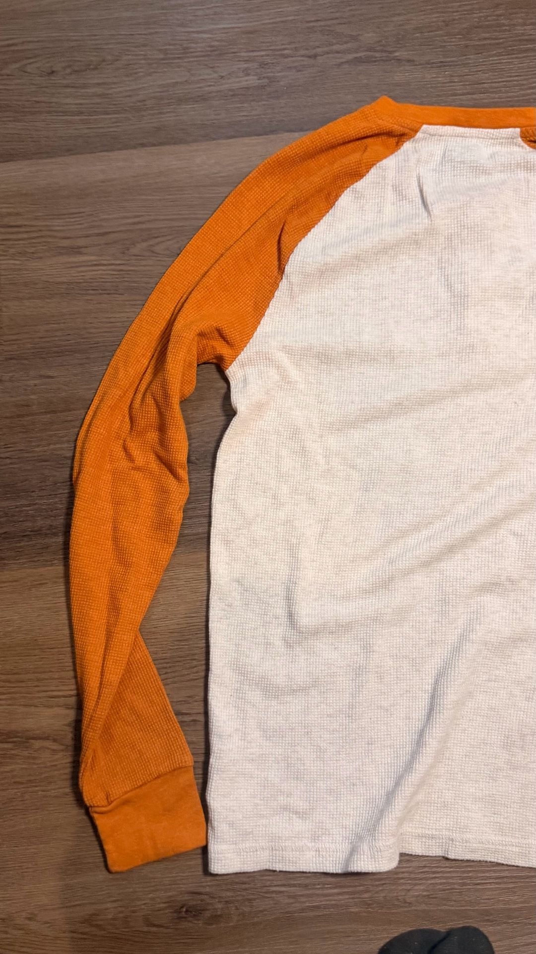 Old Navy Soft-Washed Thermal Henley Size S Orange Cream Raglan Long Sleeve 6