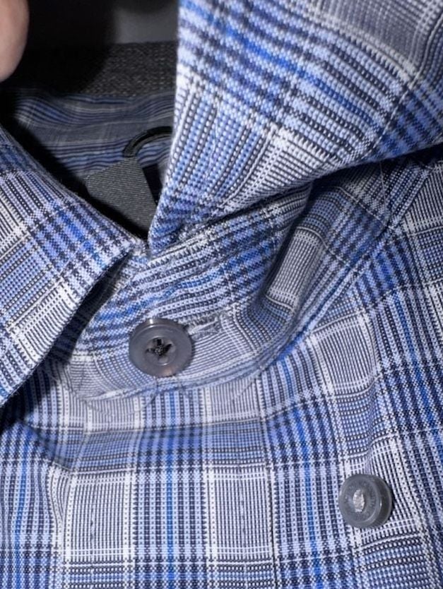 Kenneth Cole Reaction Dress Shirt Size 16-16.5 34-35 Blue Plaid Non-Iron 4