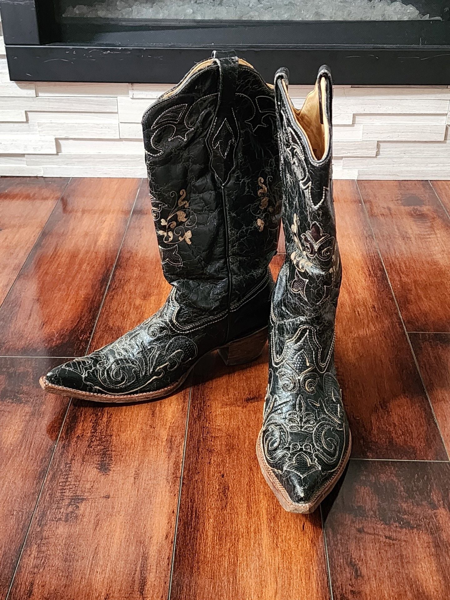 Corral Vintage Black Lizard Inlay Snip Toe Boots – Women’s 9 2