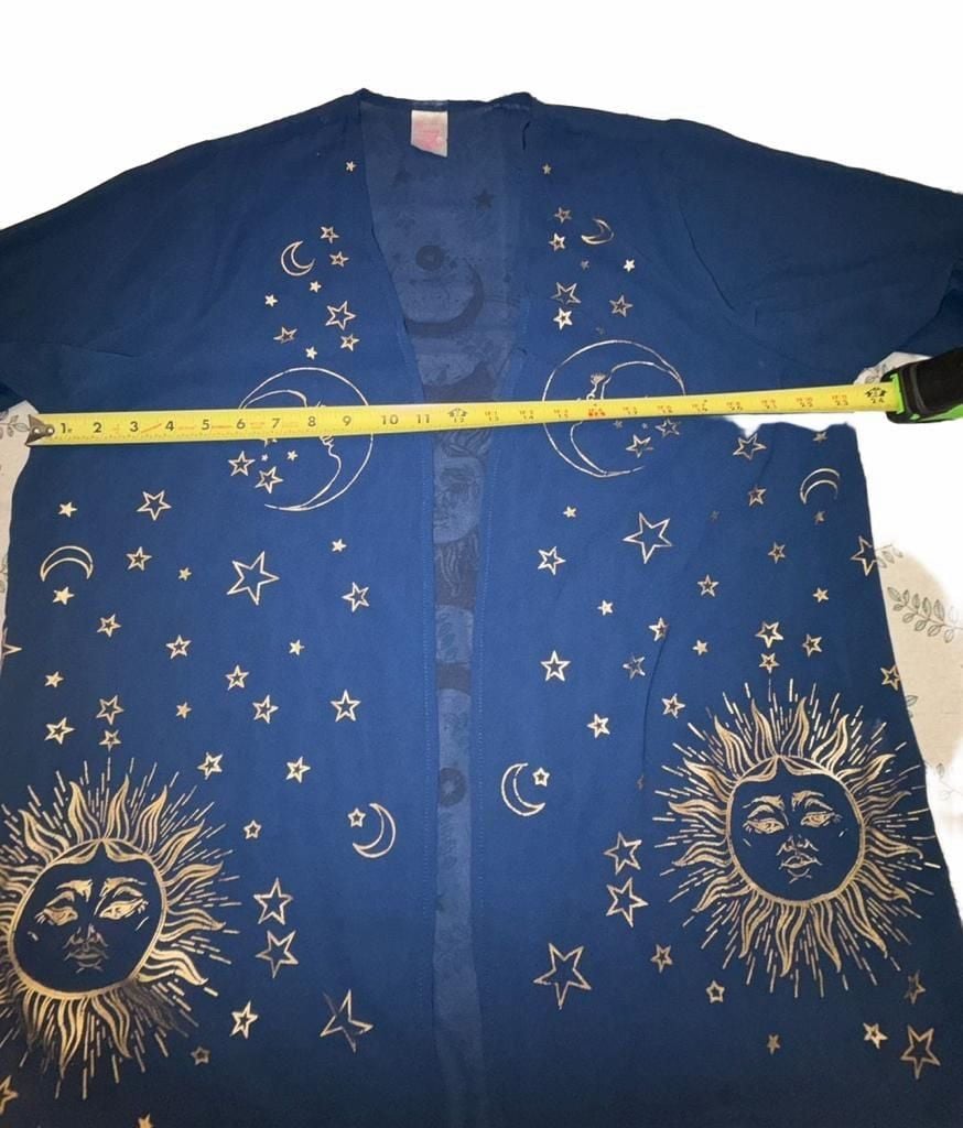 Celestial Sun Moon Sheer Kimono Whimsigoth Witchy Cardigan S 8