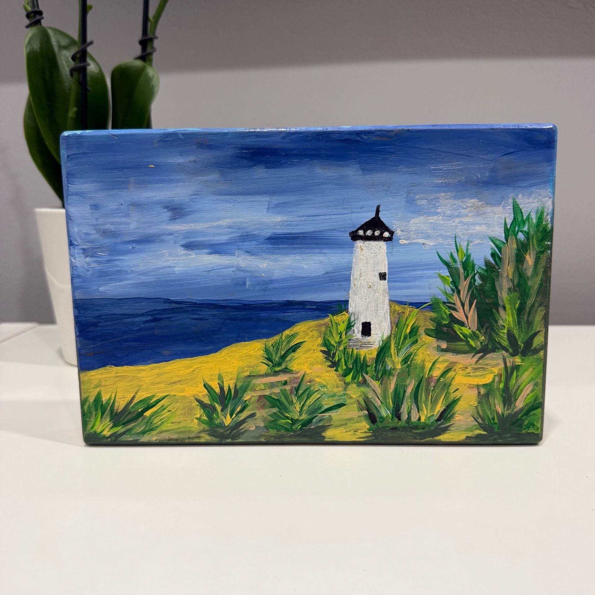Hand Painted Wooden Lighthouse Coastal Trinket Box 2