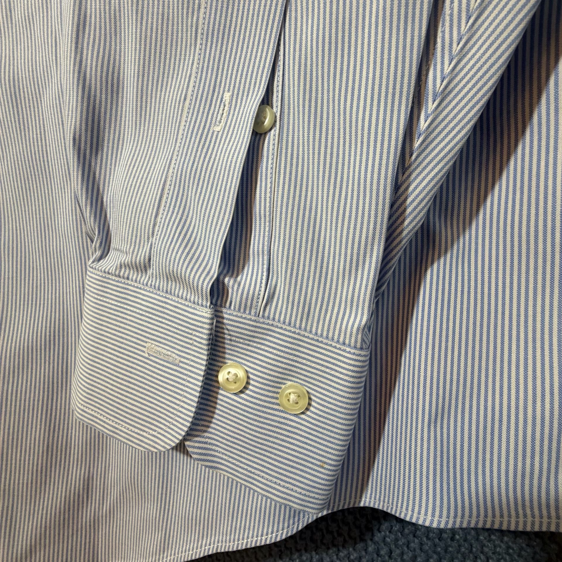 Brooks Brothers Dress Shirt Size 16.5-4/5 Blue White Striped Non-Iron 6