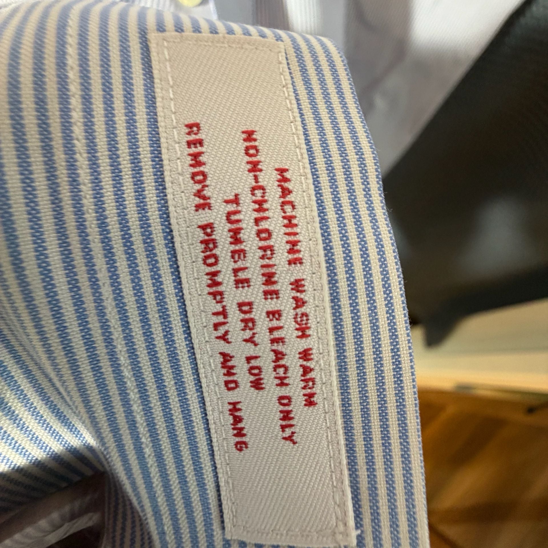 Brooks Brothers Dress Shirt Size 16.5-4/5 Blue White Striped Non-Iron 10
