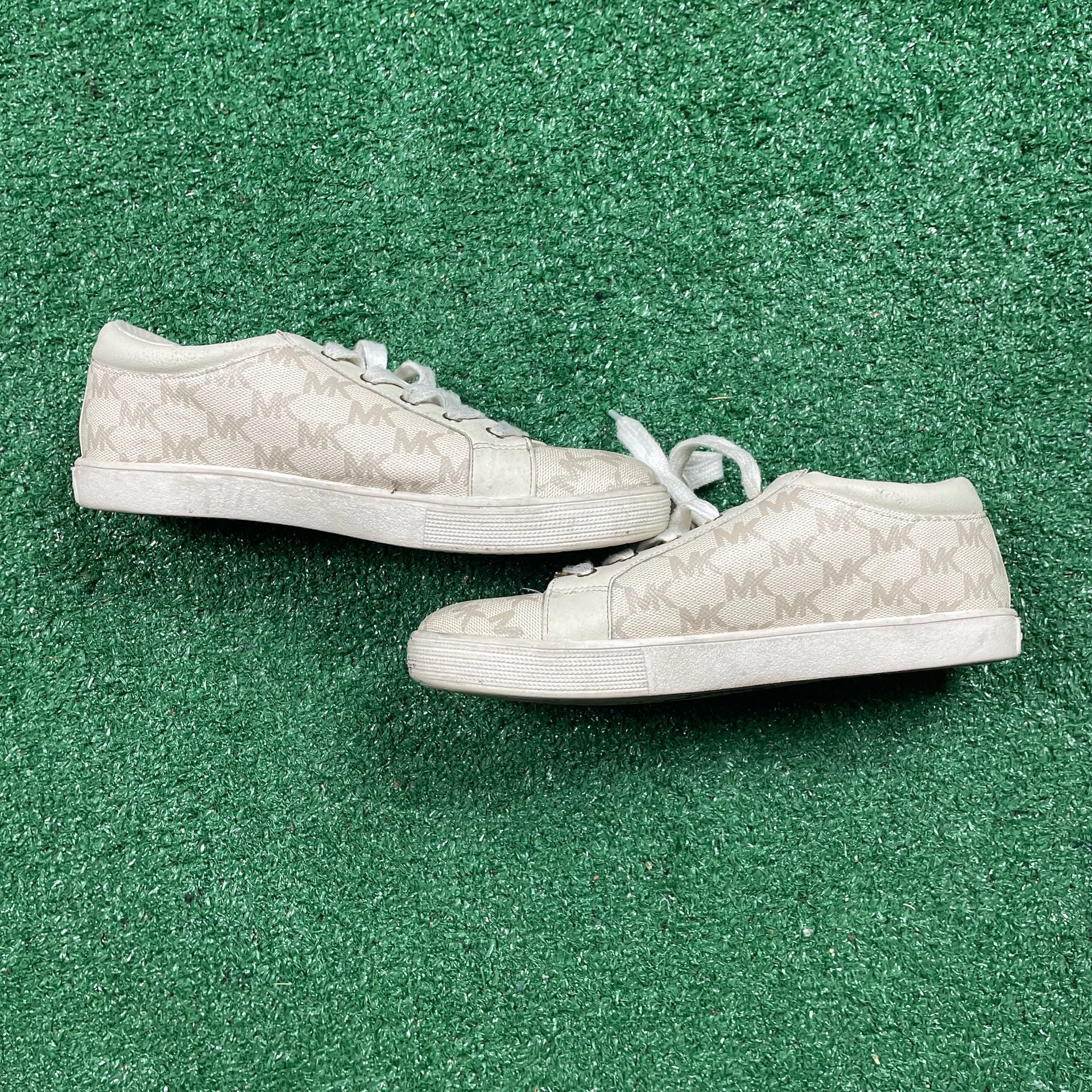 Michael Kors Finola Charm Sneakers Size 4 White Logo Canvas 3