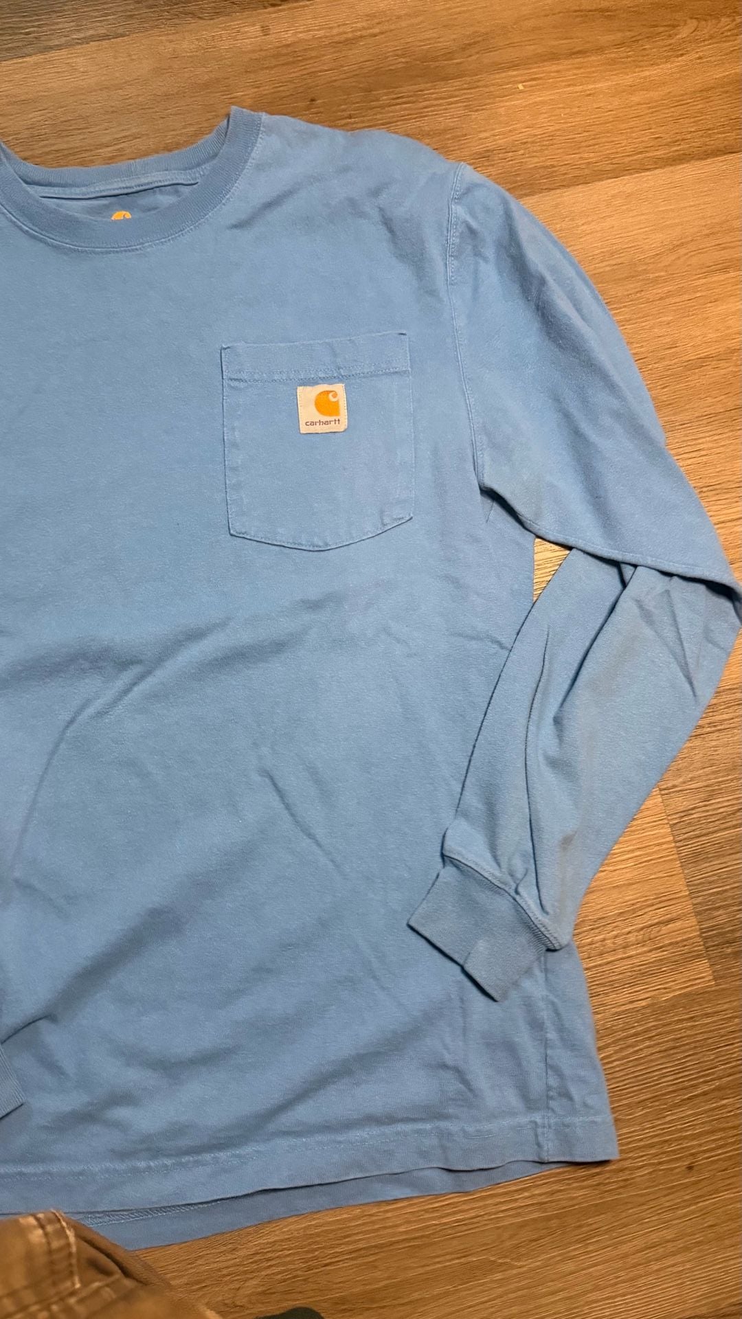 Carhartt Long Sleeve Pocket T-Shirt Size S Blue Original Fit 2