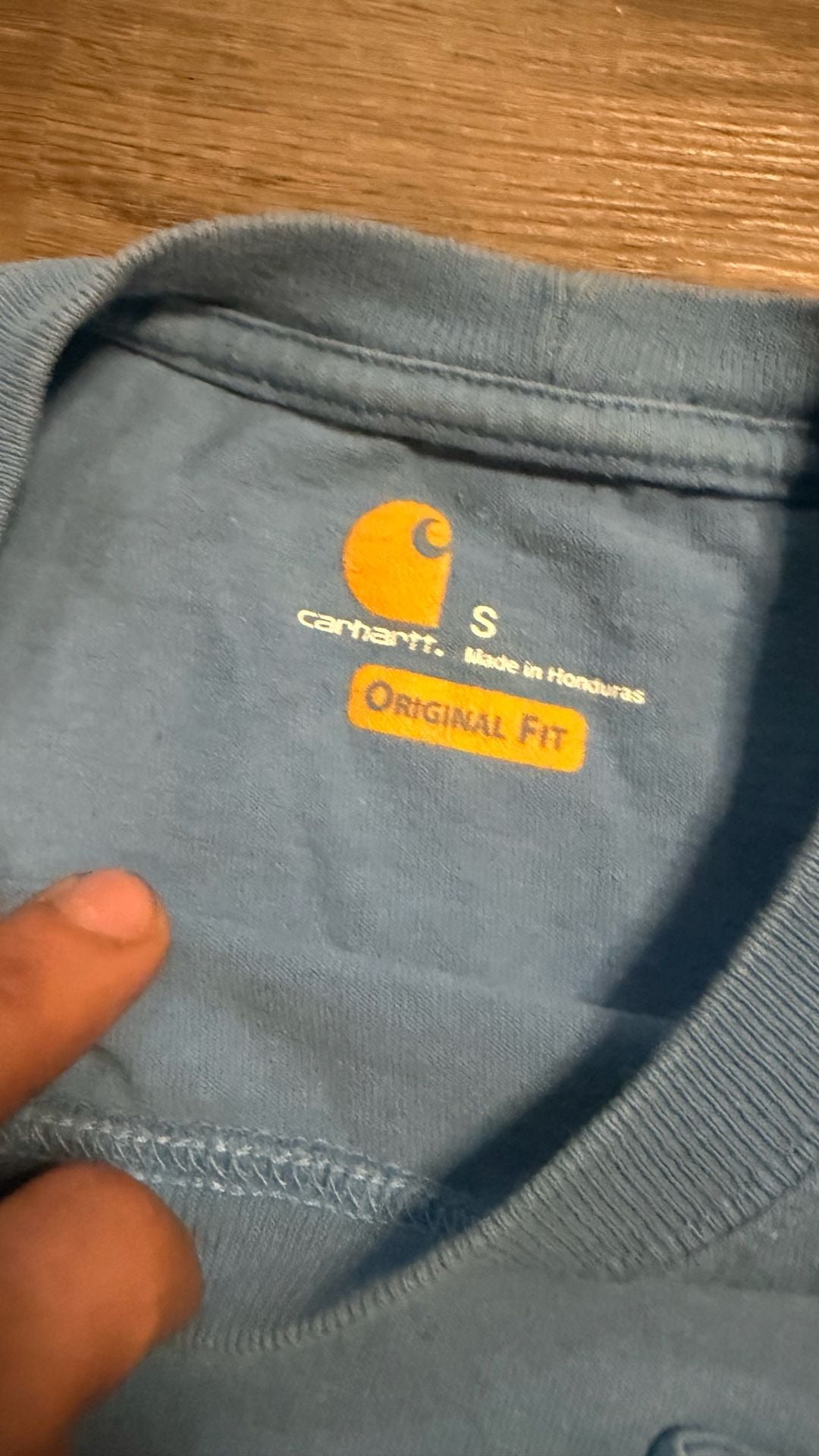 Carhartt Long Sleeve Pocket T-Shirt Size S Blue Original Fit 5