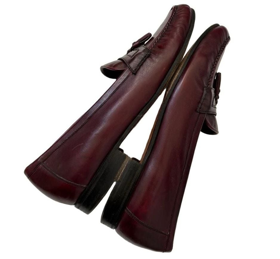 Christian Dior Tassel Loafers Size 12 D Burgundy Leather Dress Shoes 8